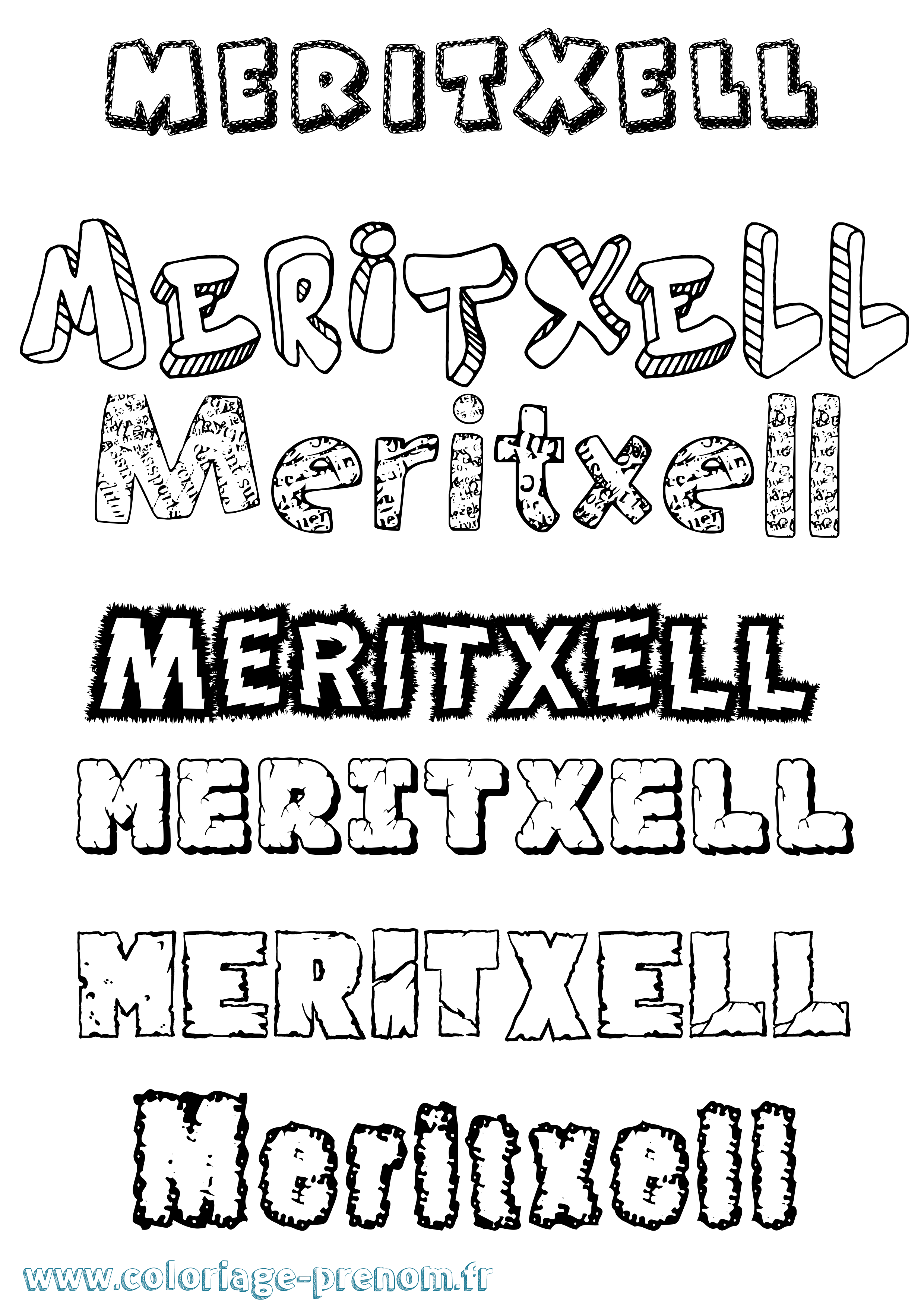 Coloriage Meritxell Destructuré Coloriage prénom Meritxell Destructuré