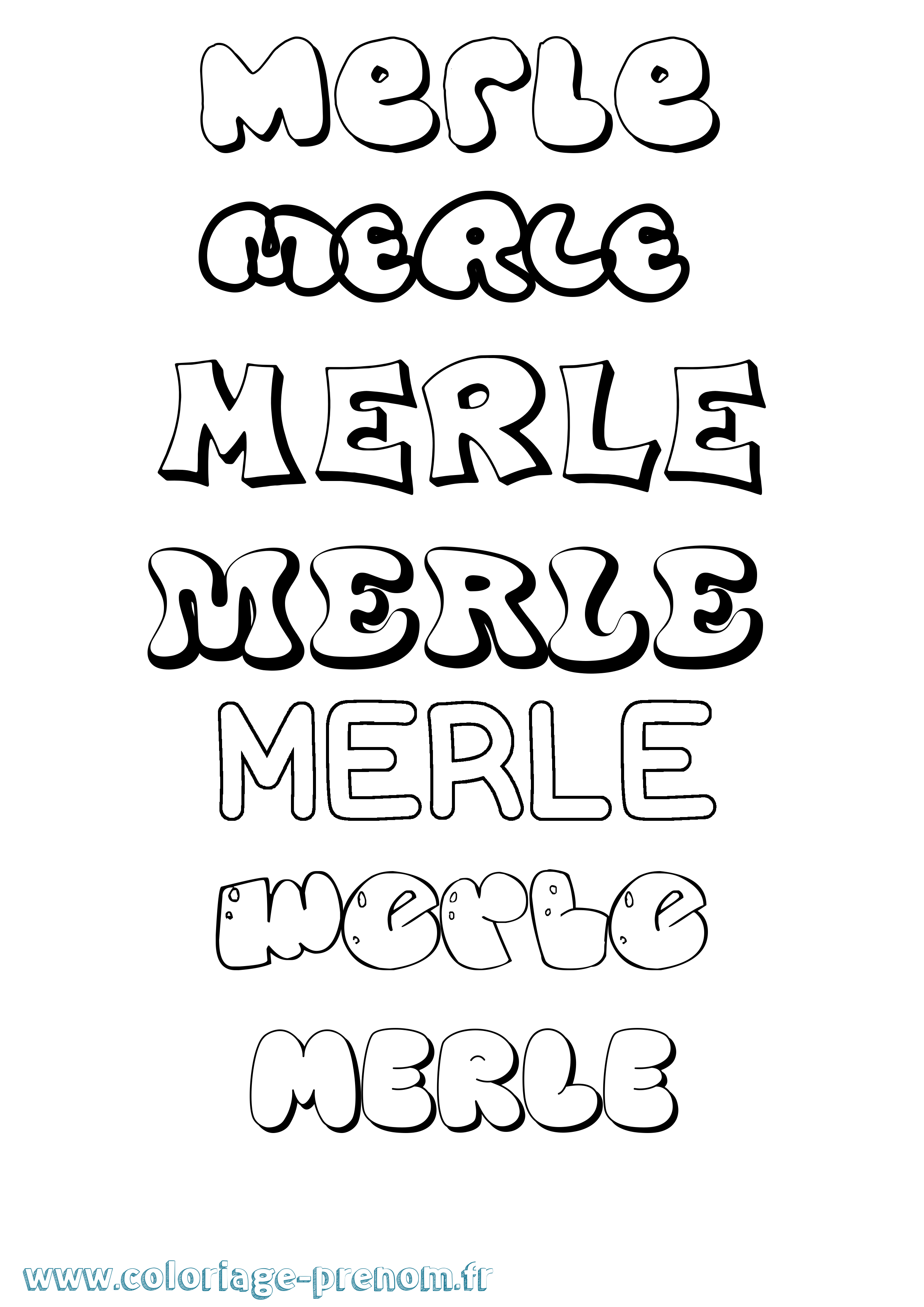 Coloriage Merle Bubble Coloriage prénom Merle Bubble