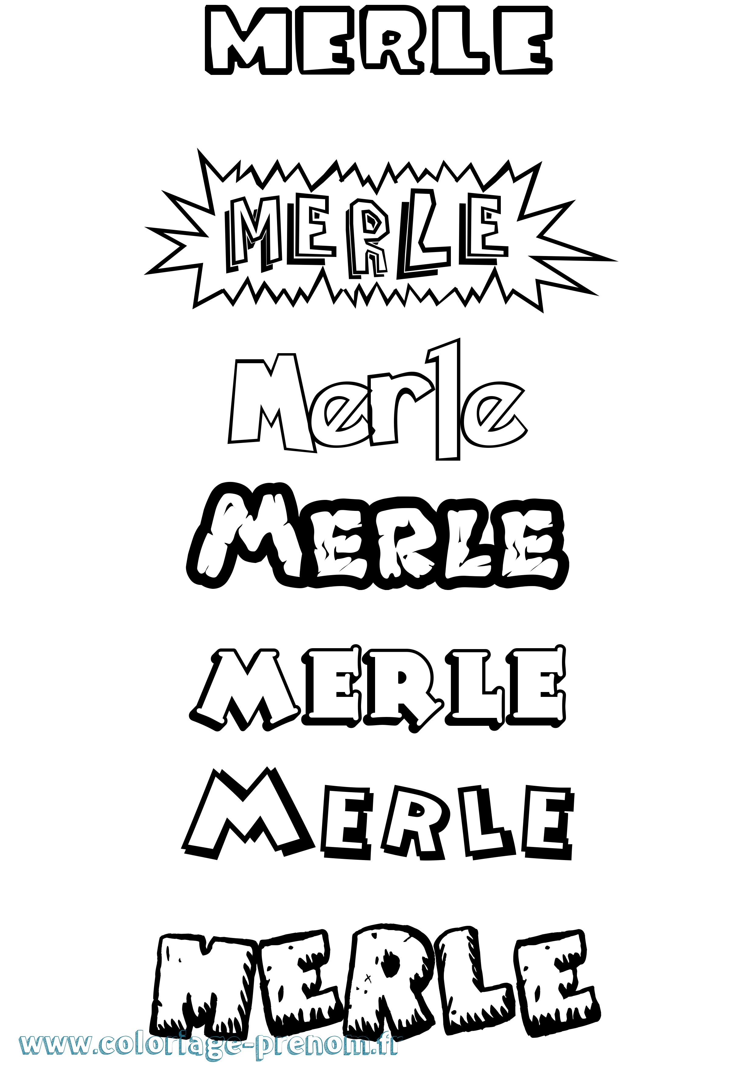 Coloriage Merle Dessin Animé Coloriage prénom Merle Dessin Animé