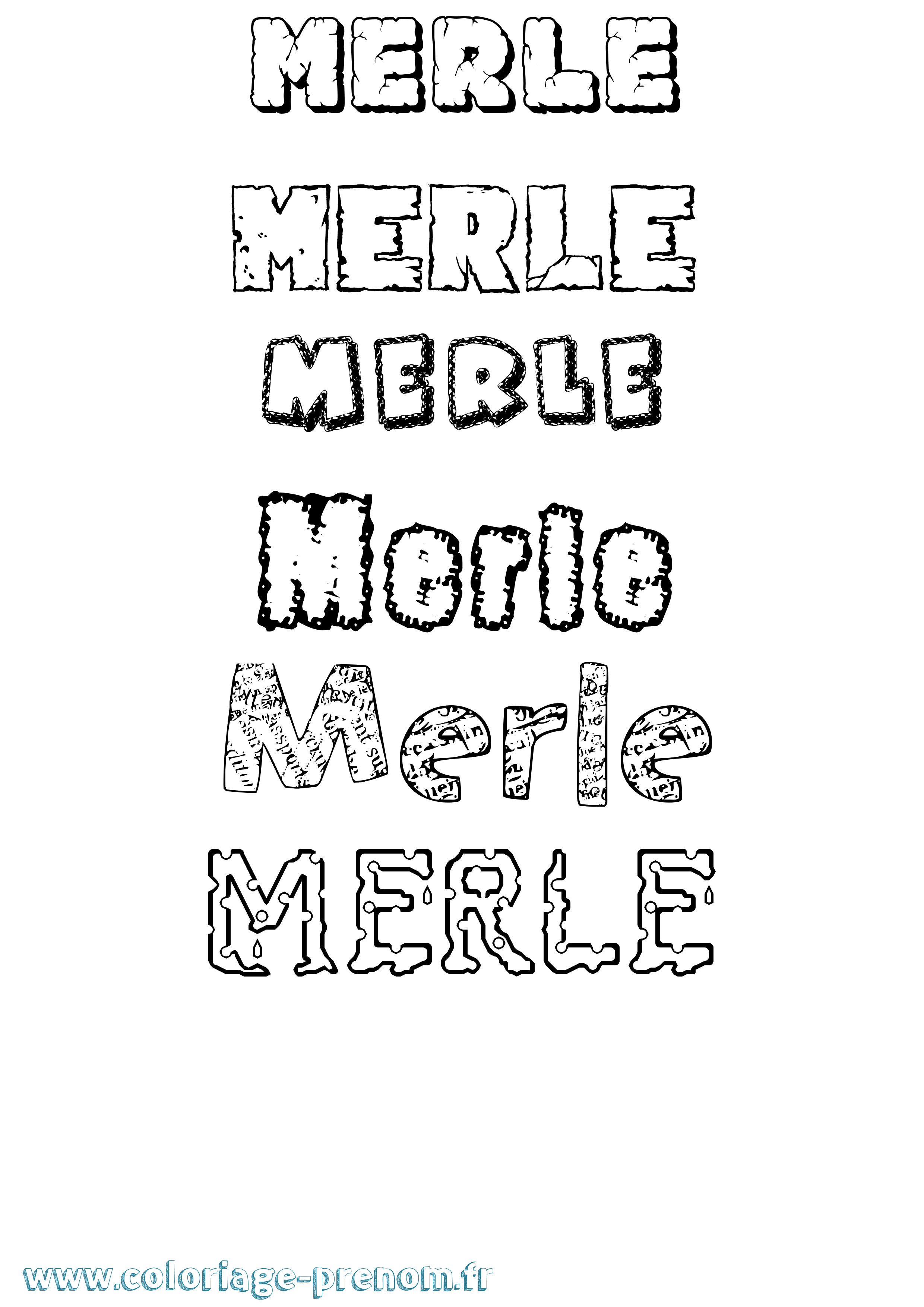 Coloriage Merle Destructuré Coloriage prénom Merle Destructuré