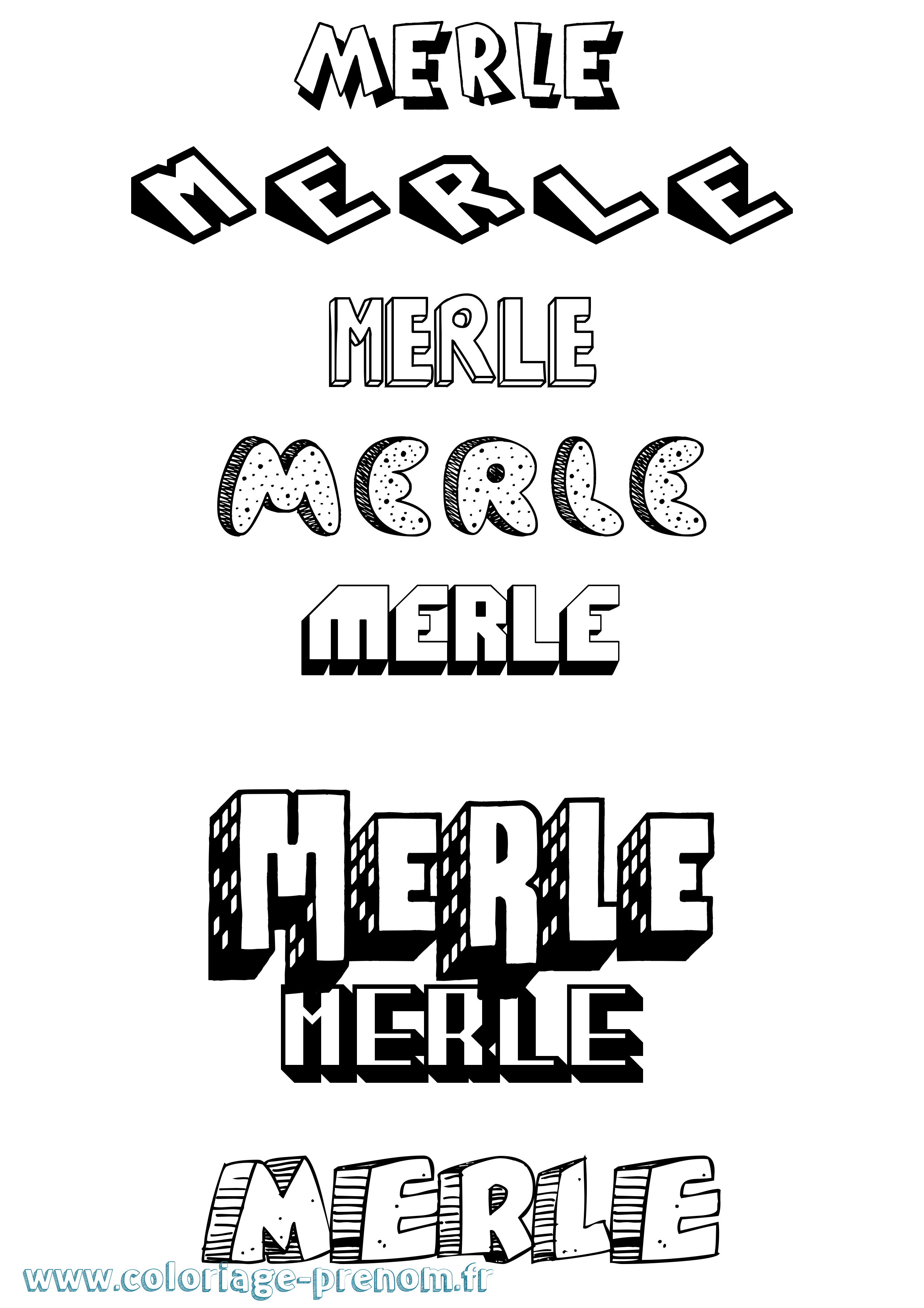 Coloriage Merle Effet 3D Coloriage prénom Merle Effet 3D