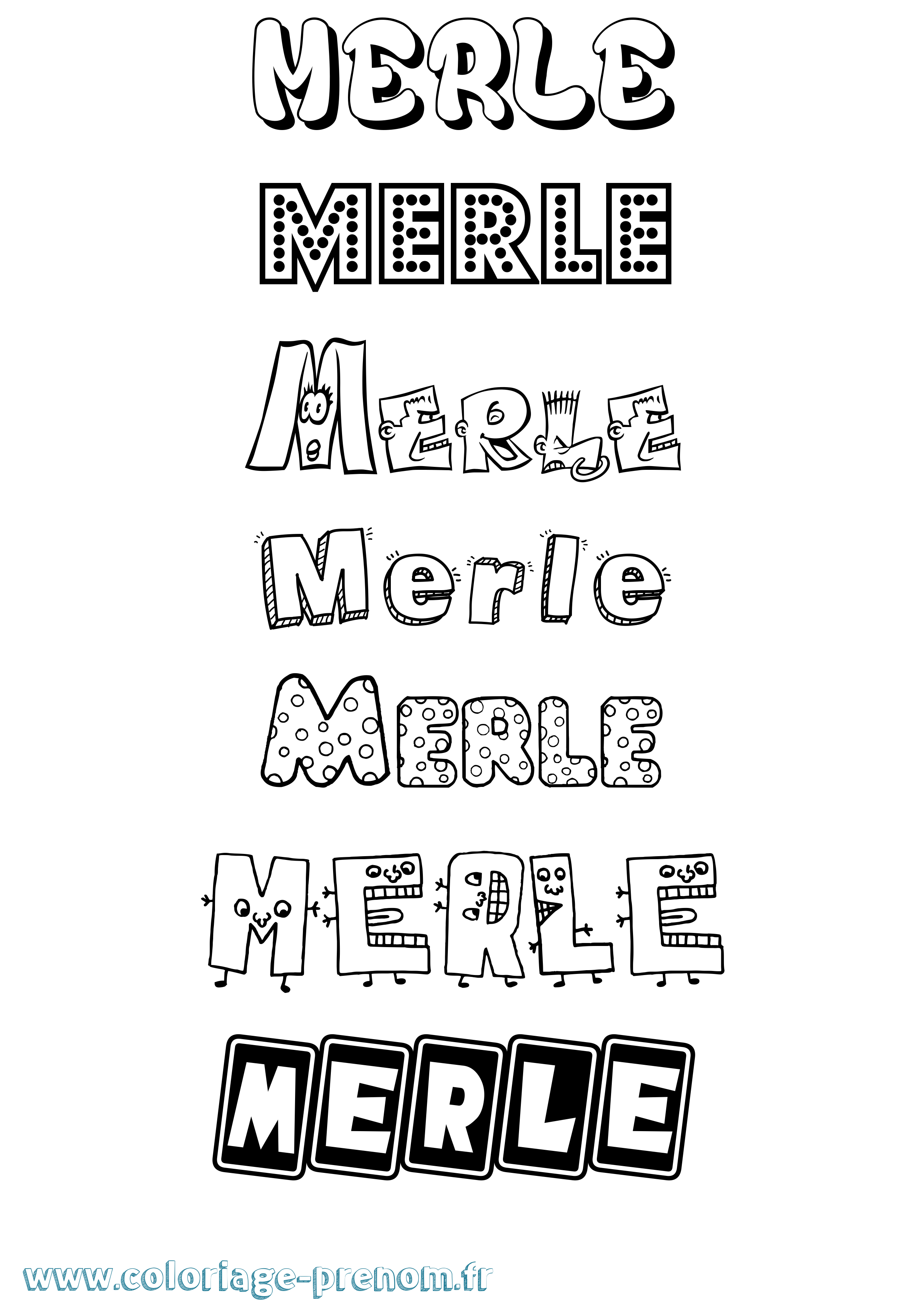 Coloriage Merle Fun Coloriage prénom Merle Fun