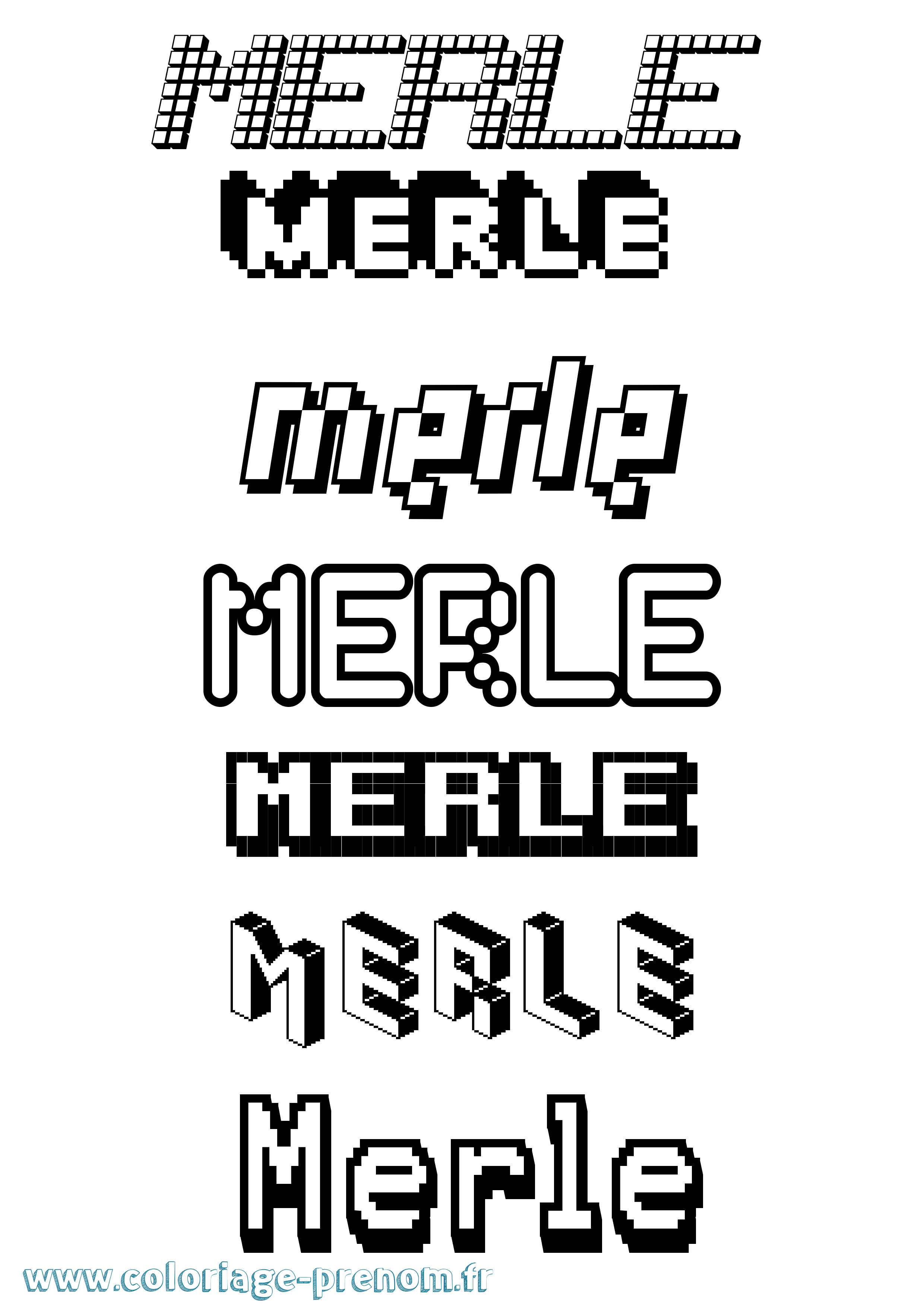 Coloriage Merle Pixel Coloriage prénom Merle Pixel