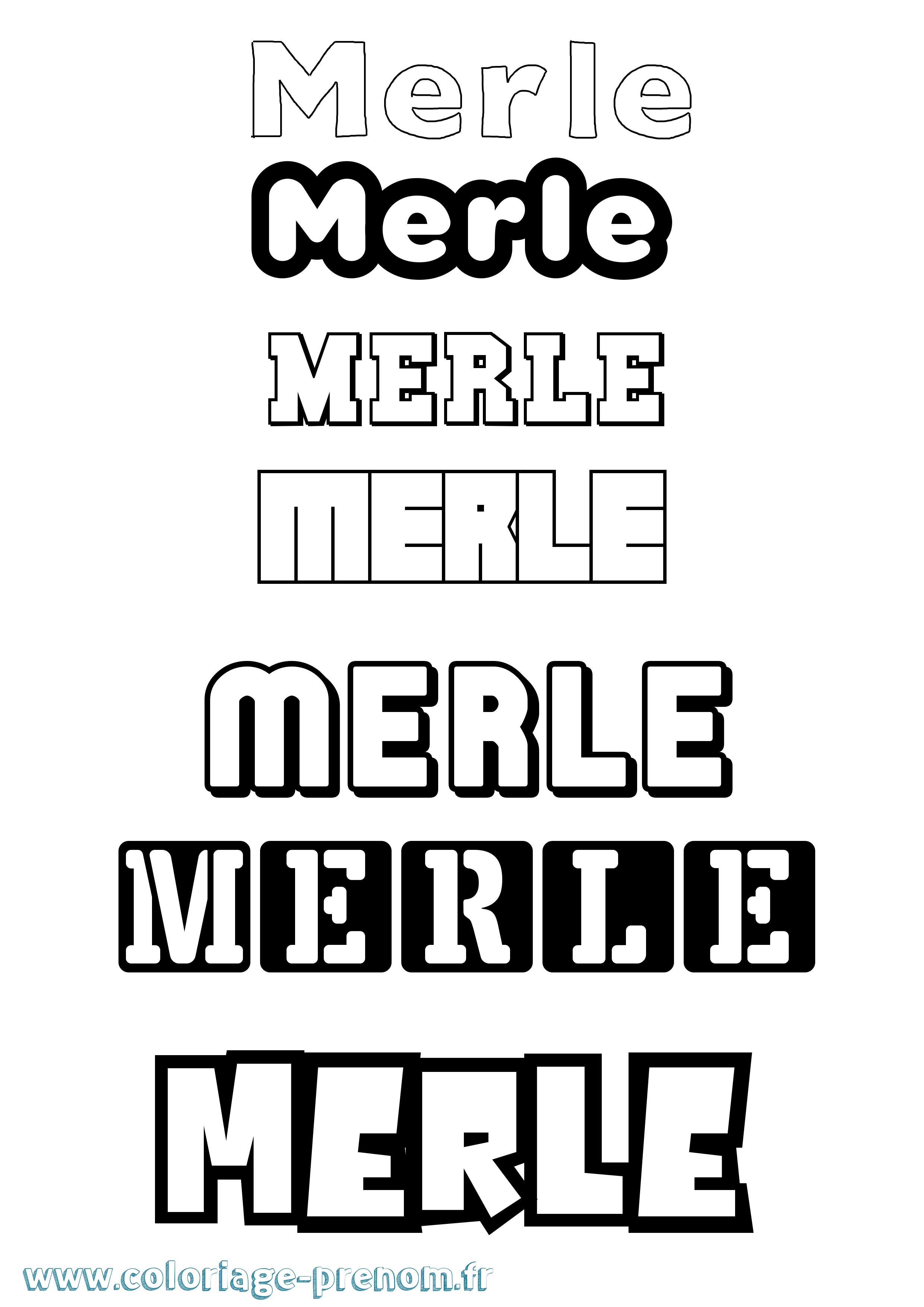 Coloriage Merle Simple Coloriage prénom Merle Simple