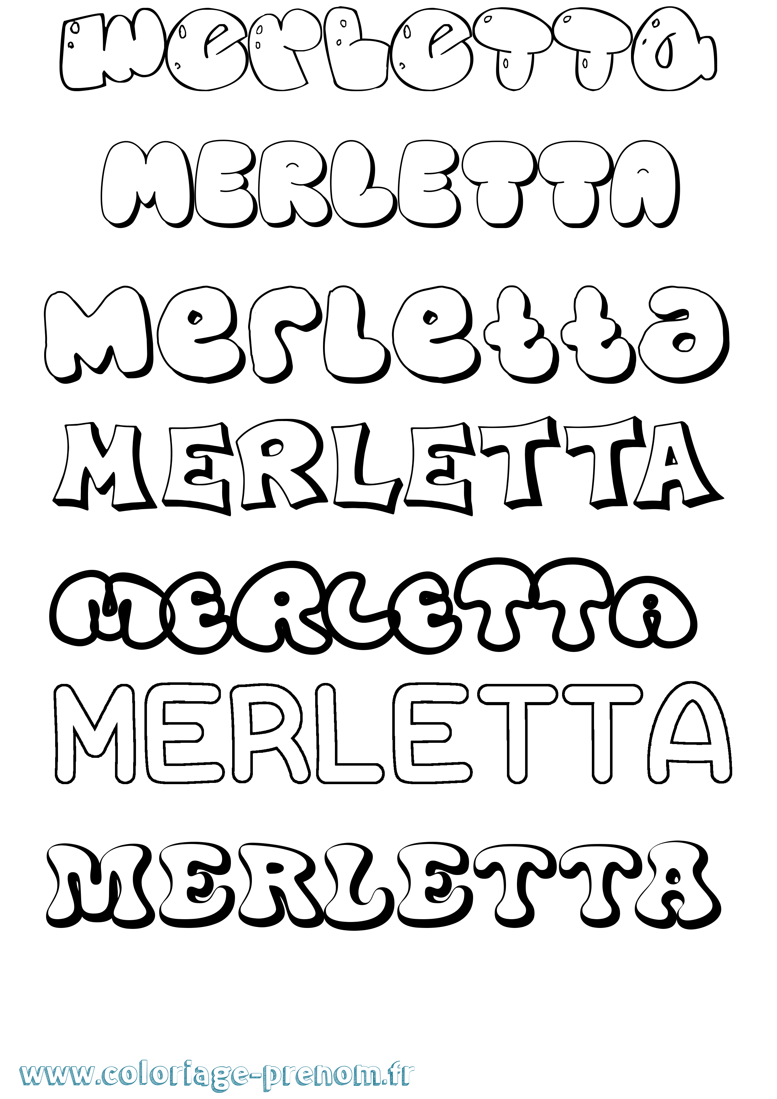 Coloriage Merletta Bubble Coloriage prénom Merletta Bubble