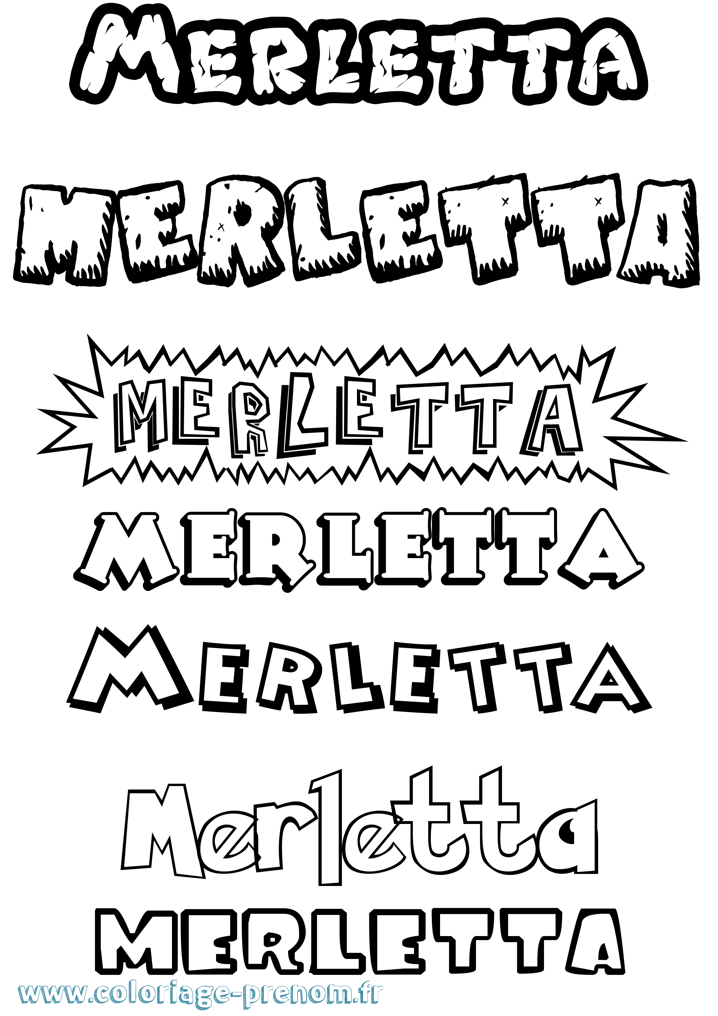 Coloriage Merletta Dessin Animé Coloriage prénom Merletta Dessin Animé