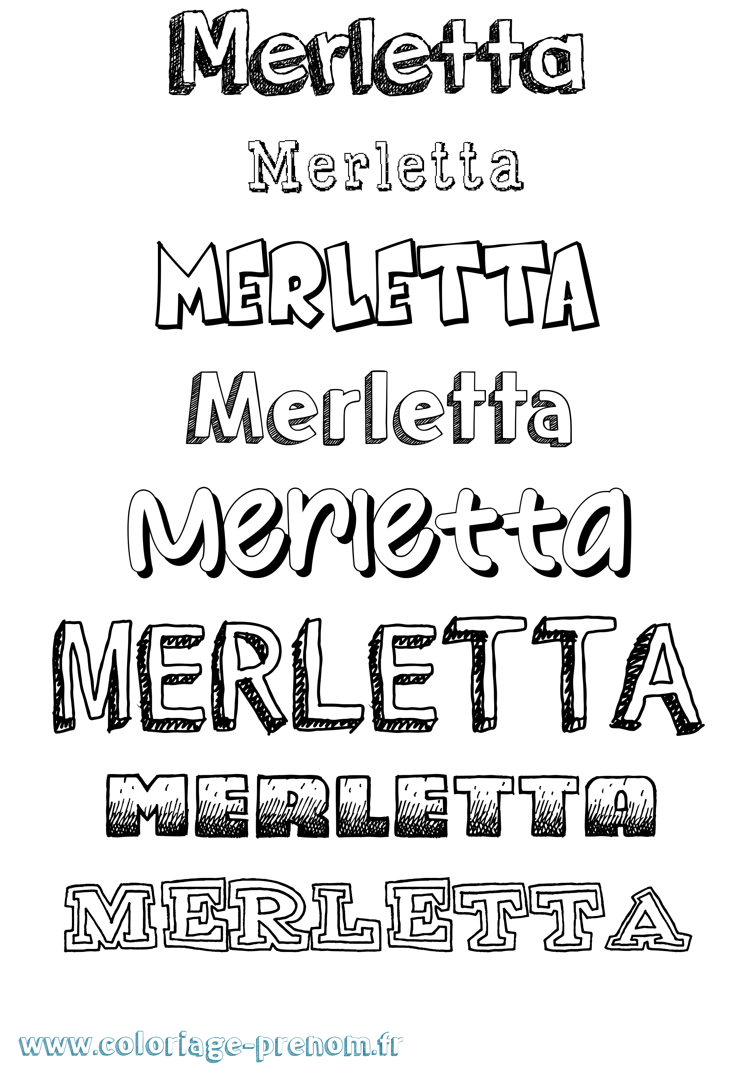 Coloriage Merletta Dessiné Coloriage prénom Merletta Dessiné