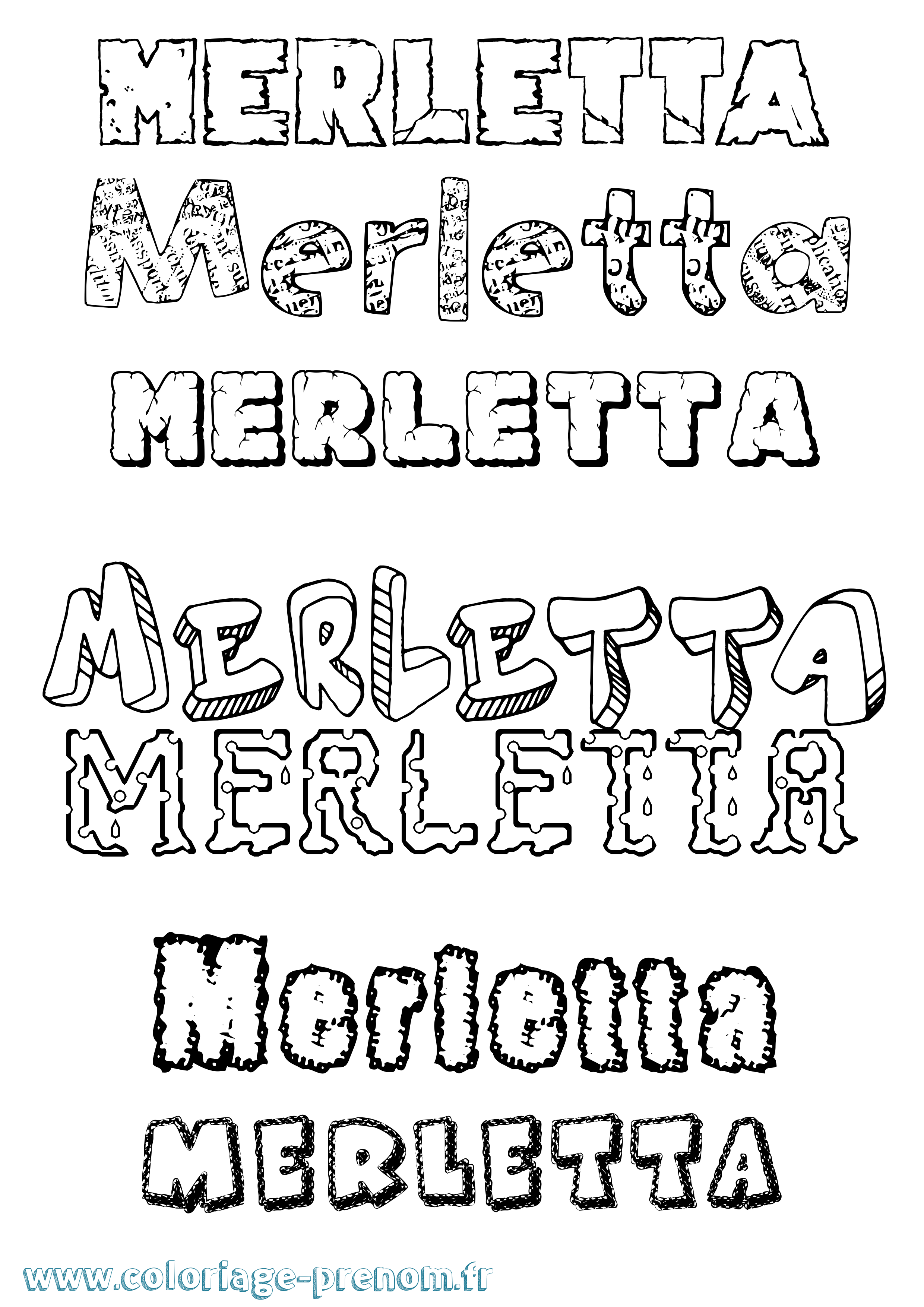 Coloriage Merletta Destructuré Coloriage prénom Merletta Destructuré