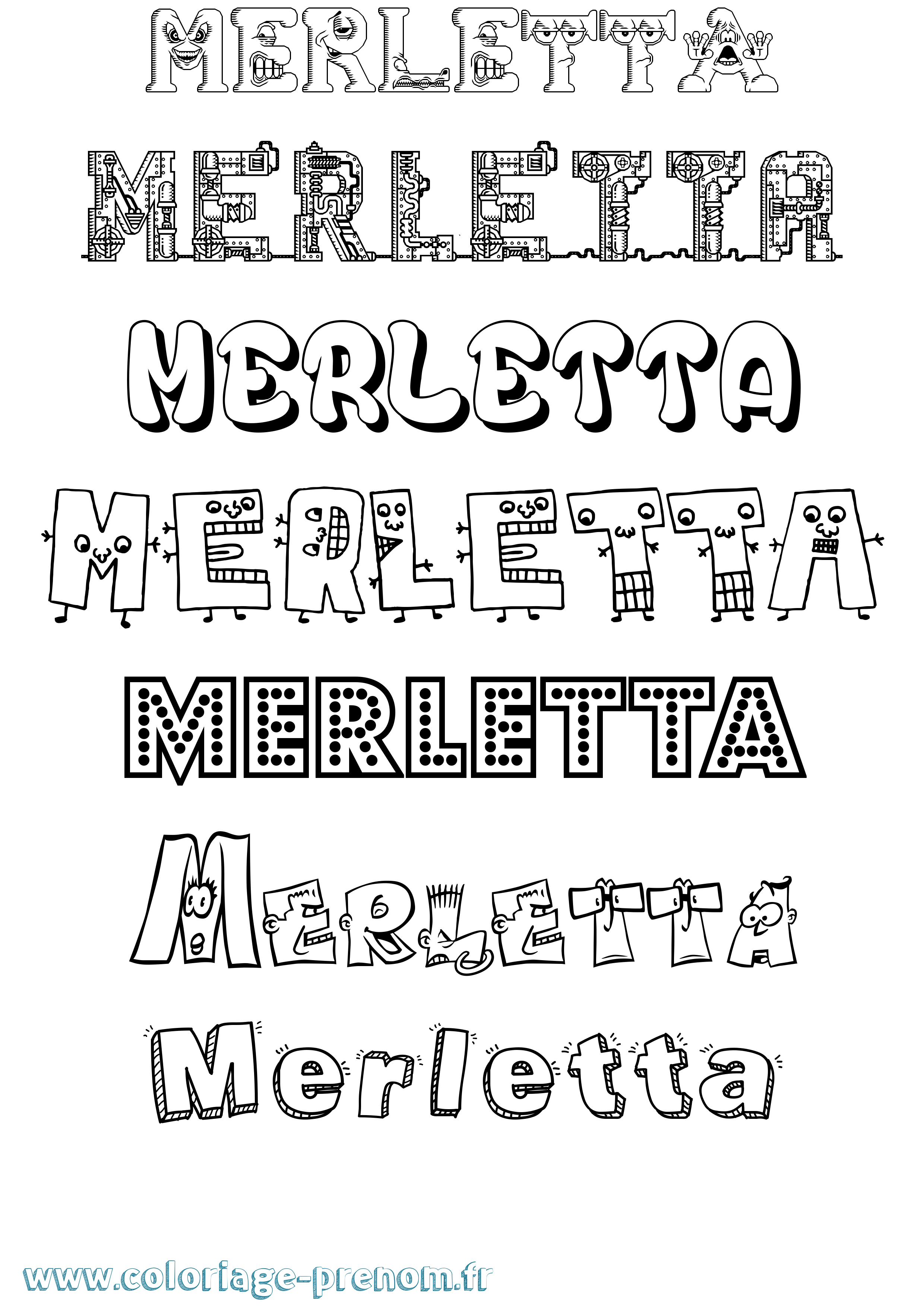 Coloriage Merletta Fun Coloriage prénom Merletta Fun