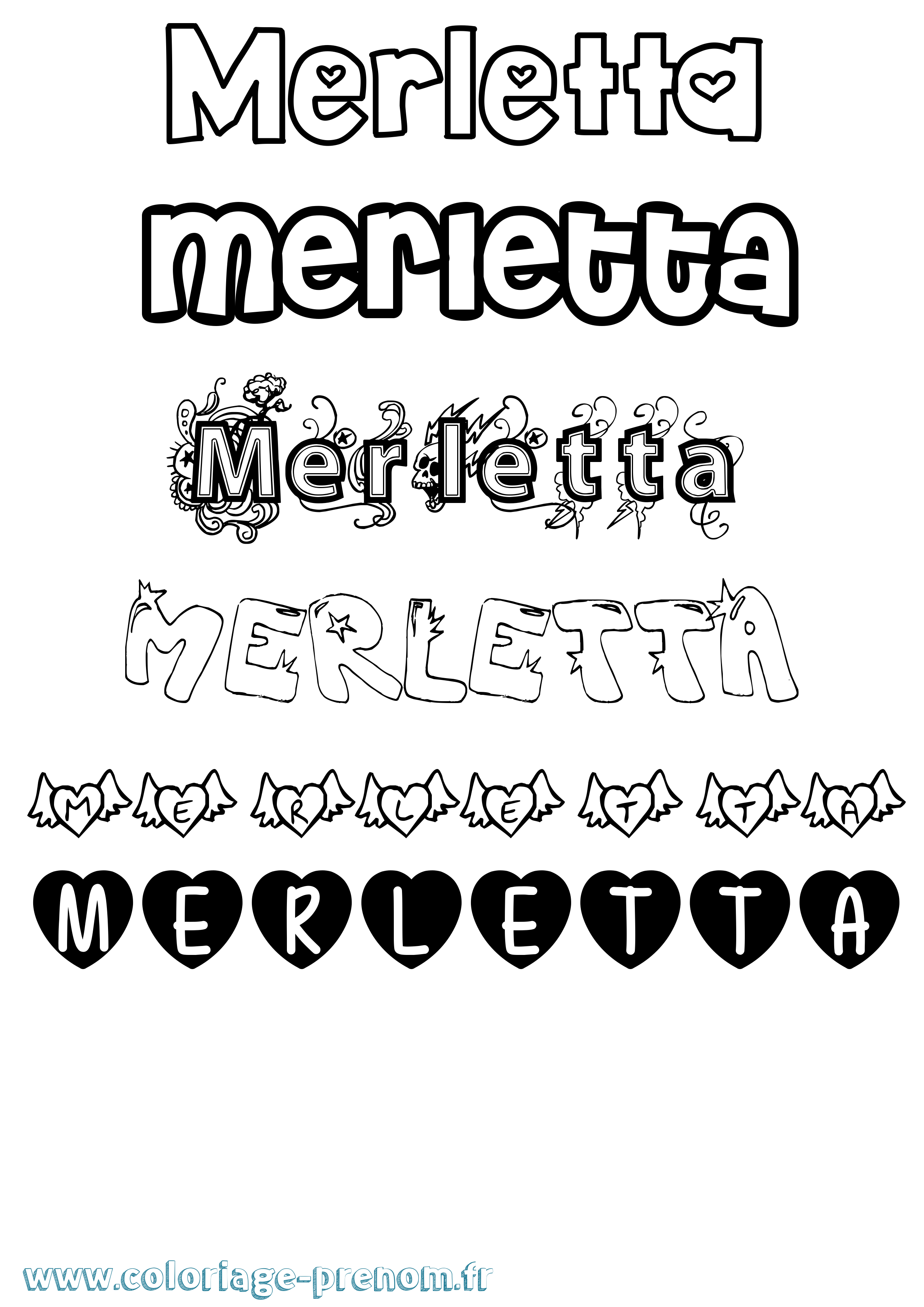 Coloriage Merletta Girly Coloriage prénom Merletta Girly