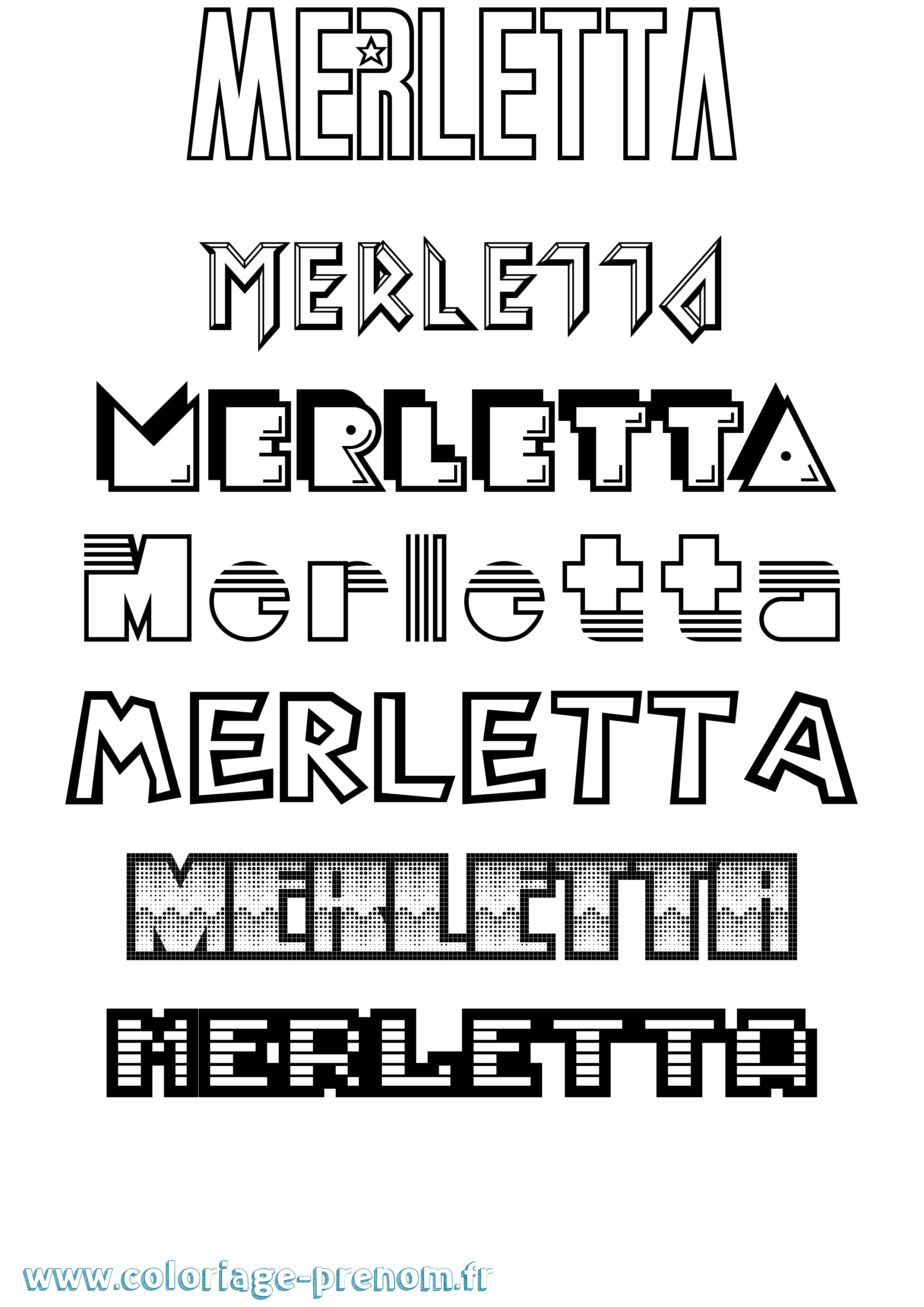 Coloriage Merletta Jeux Vidéos Coloriage prénom Merletta Jeux Vidéos