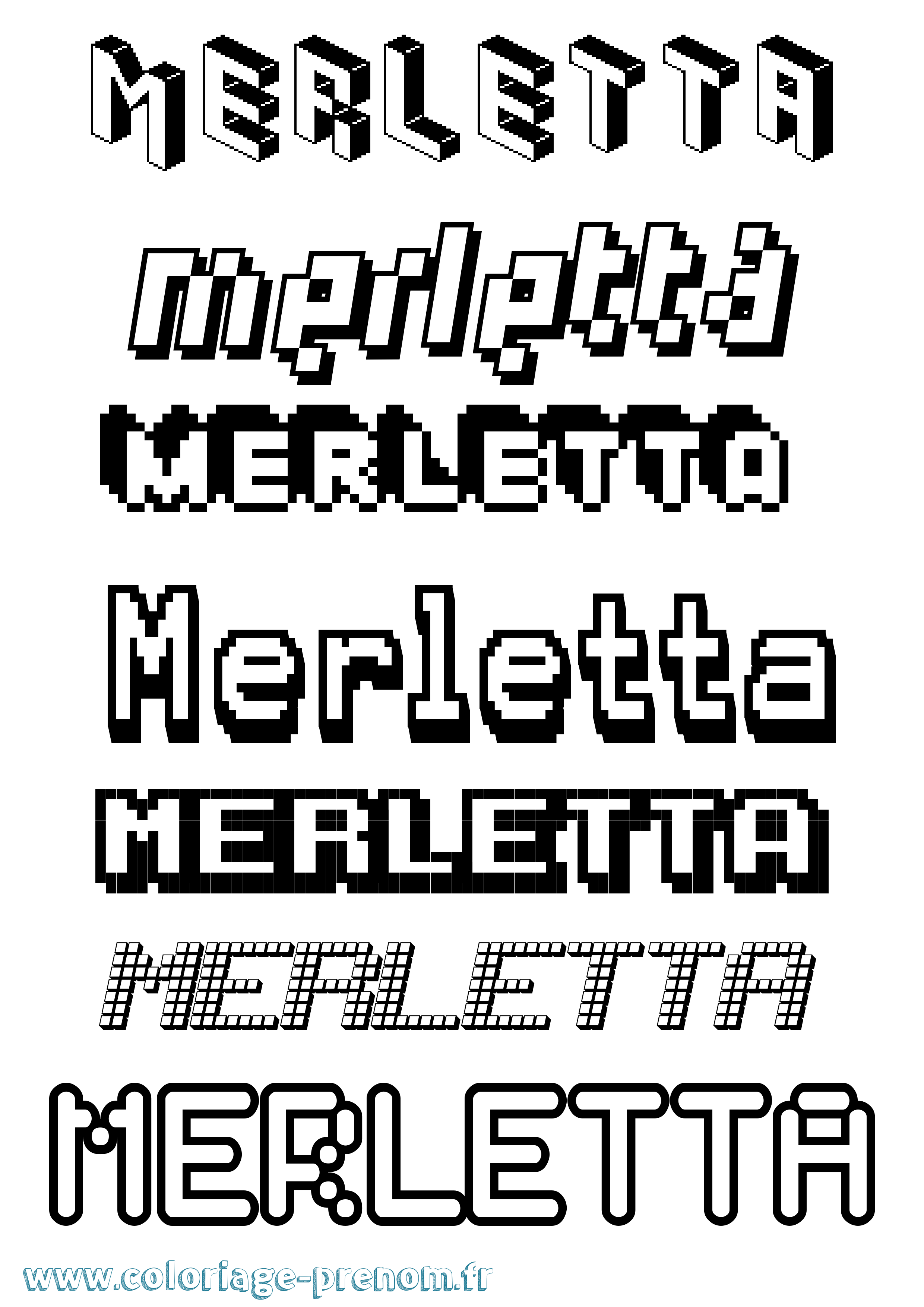 Coloriage Merletta Pixel Coloriage prénom Merletta Pixel