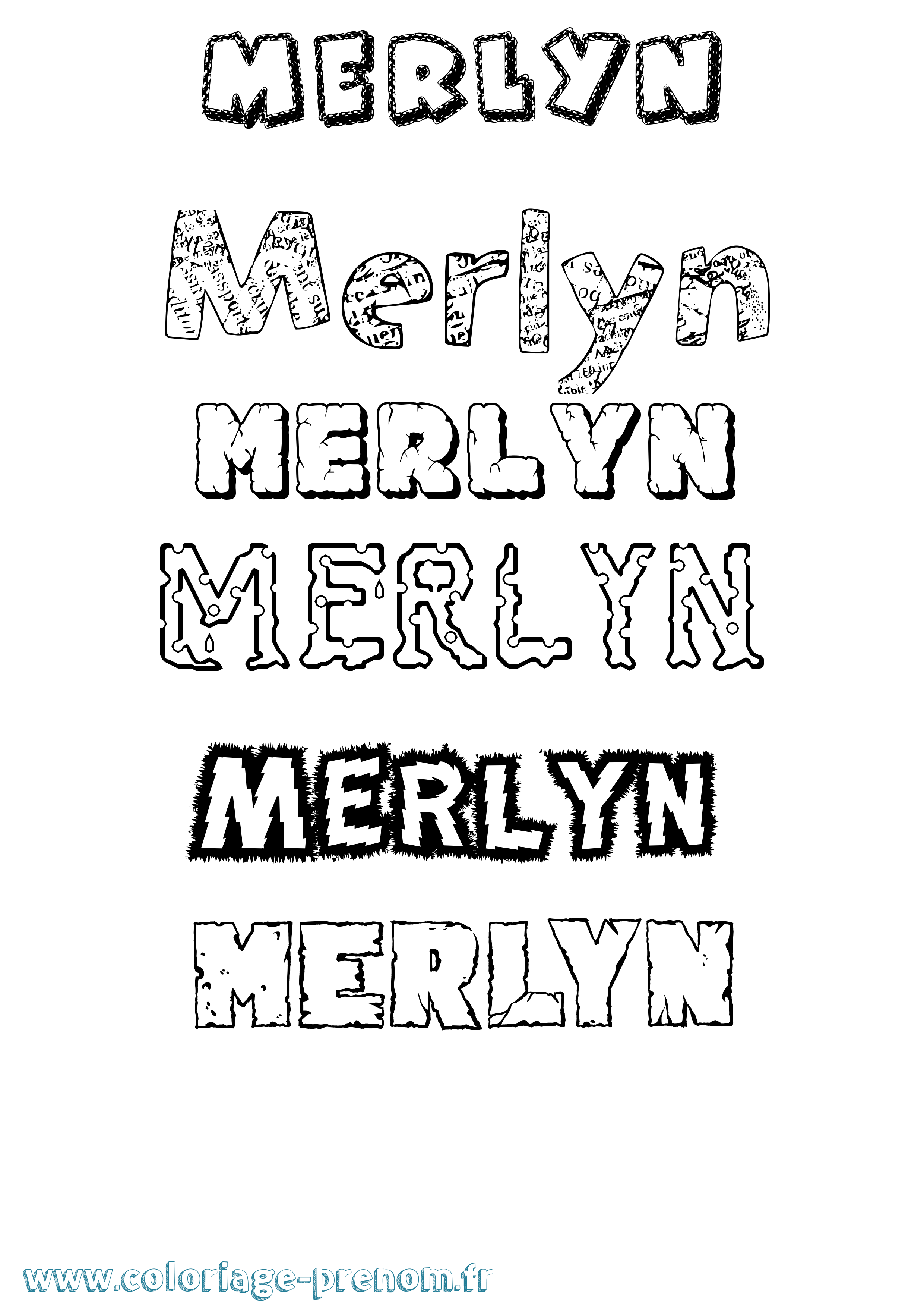 Coloriage Merlyn Destructuré Coloriage prénom Merlyn Destructuré
