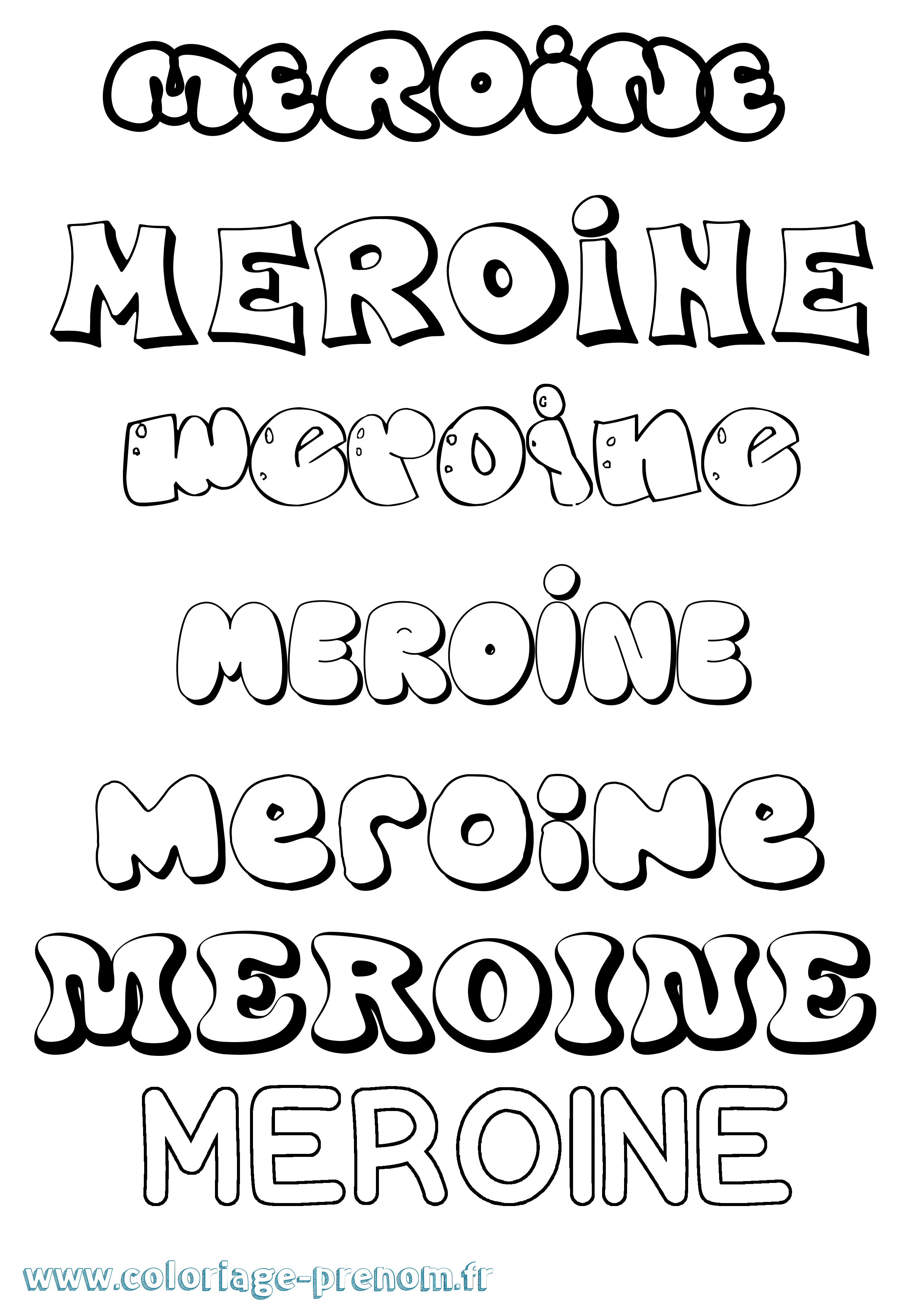Coloriage Meroine Bubble Coloriage prénom Meroine Bubble