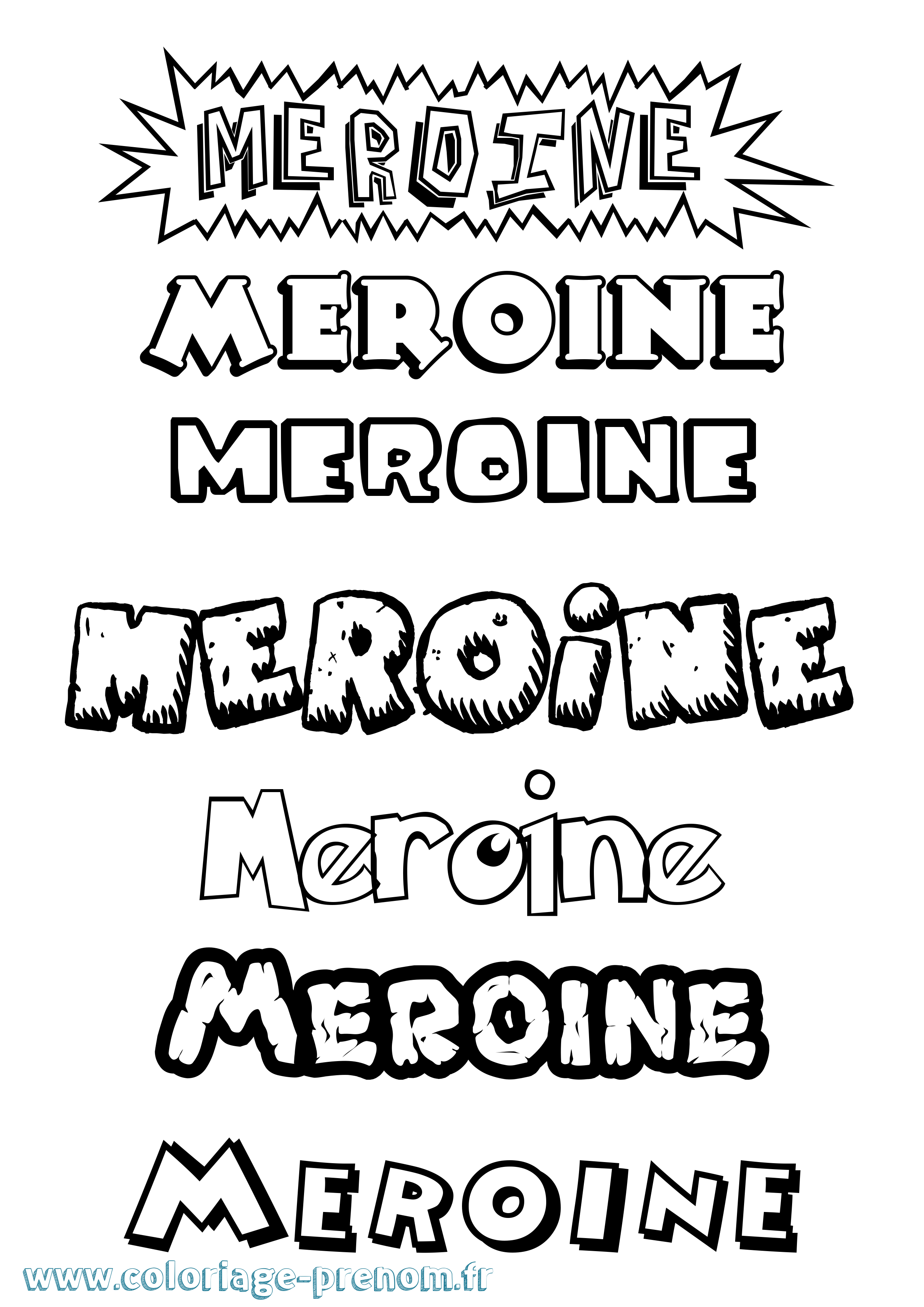 Coloriage Meroine Dessin Animé Coloriage prénom Meroine Dessin Animé
