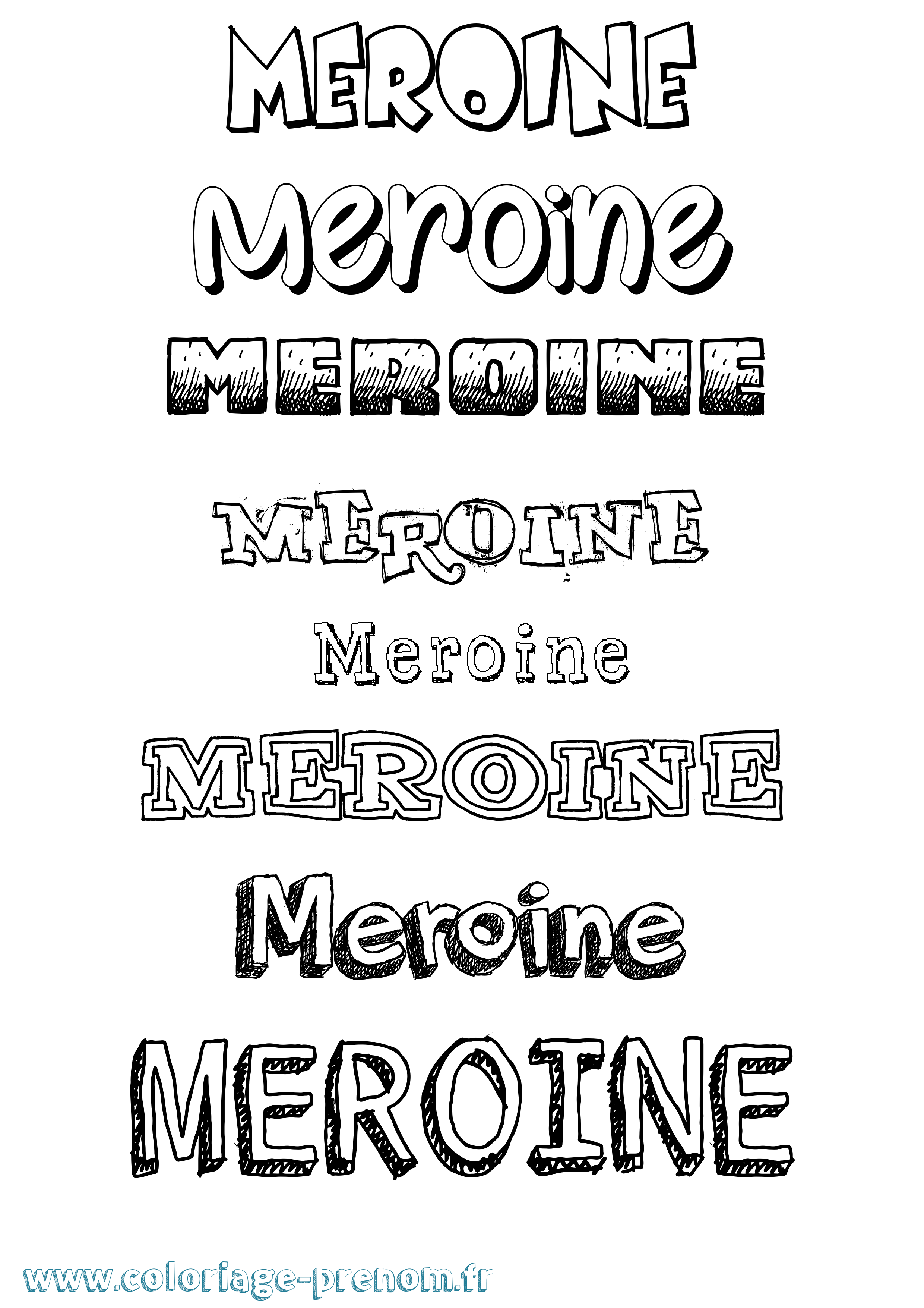 Coloriage Meroine Dessiné Coloriage prénom Meroine Dessiné