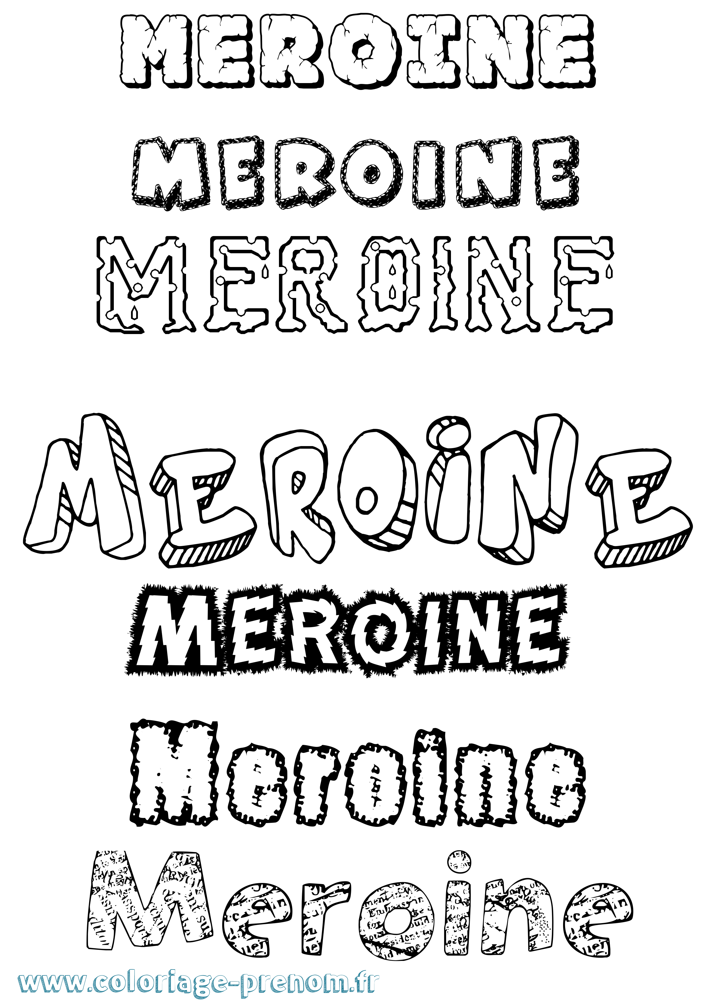 Coloriage Meroine Destructuré Coloriage prénom Meroine Destructuré