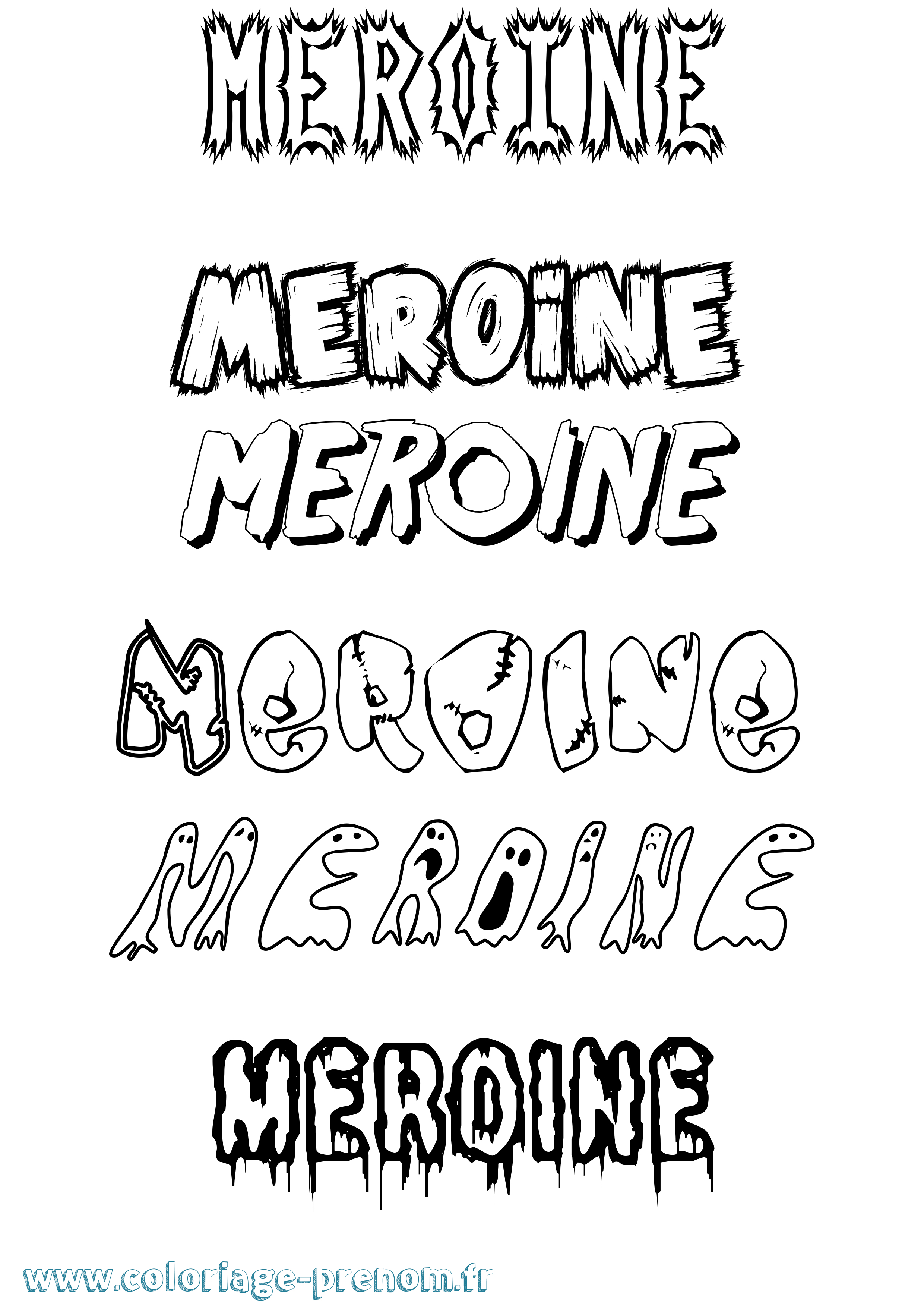 Coloriage Meroine Frisson Coloriage prénom Meroine Frisson