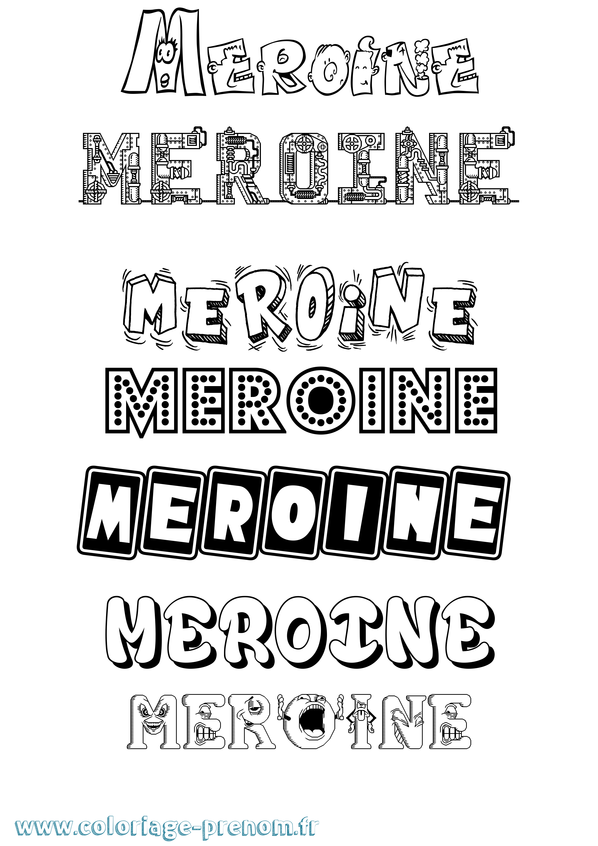 Coloriage Meroine Fun Coloriage prénom Meroine Fun