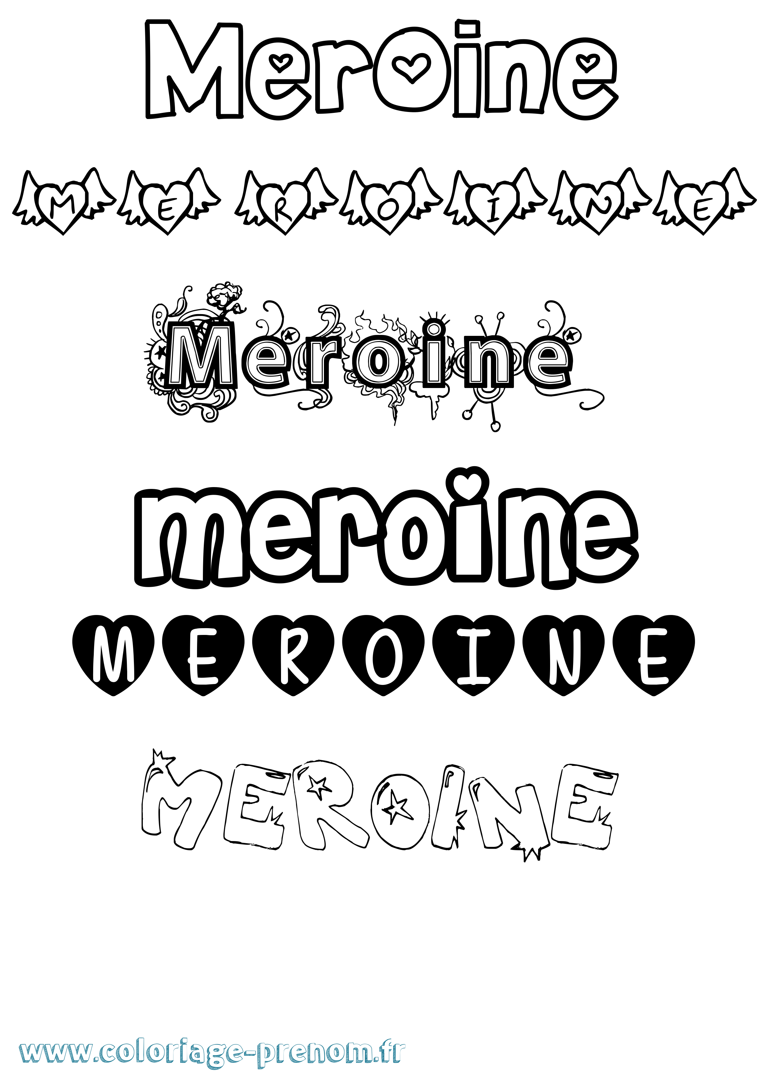 Coloriage Meroine Girly Coloriage prénom Meroine Girly