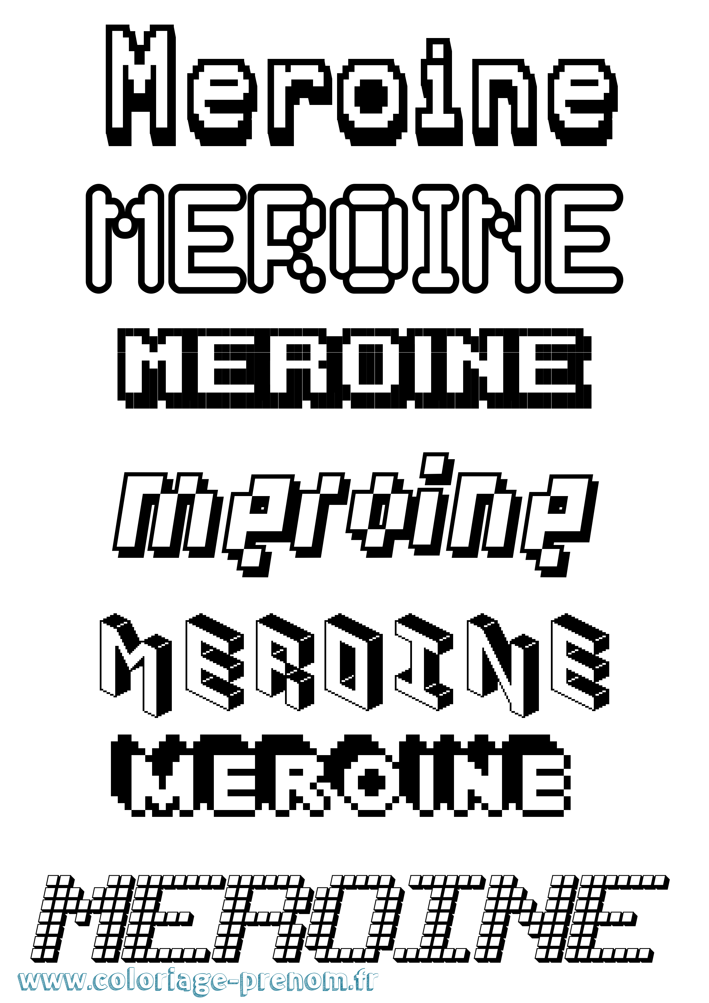 Coloriage Meroine Pixel Coloriage prénom Meroine Pixel