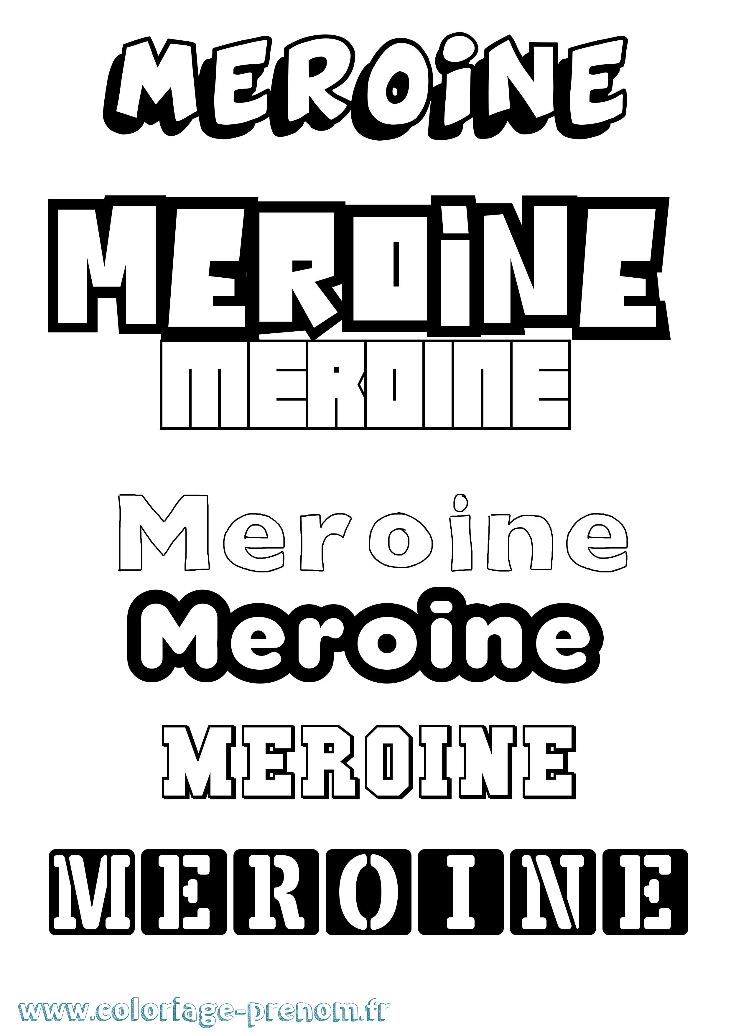 Coloriage Meroine Simple Coloriage prénom Meroine Simple