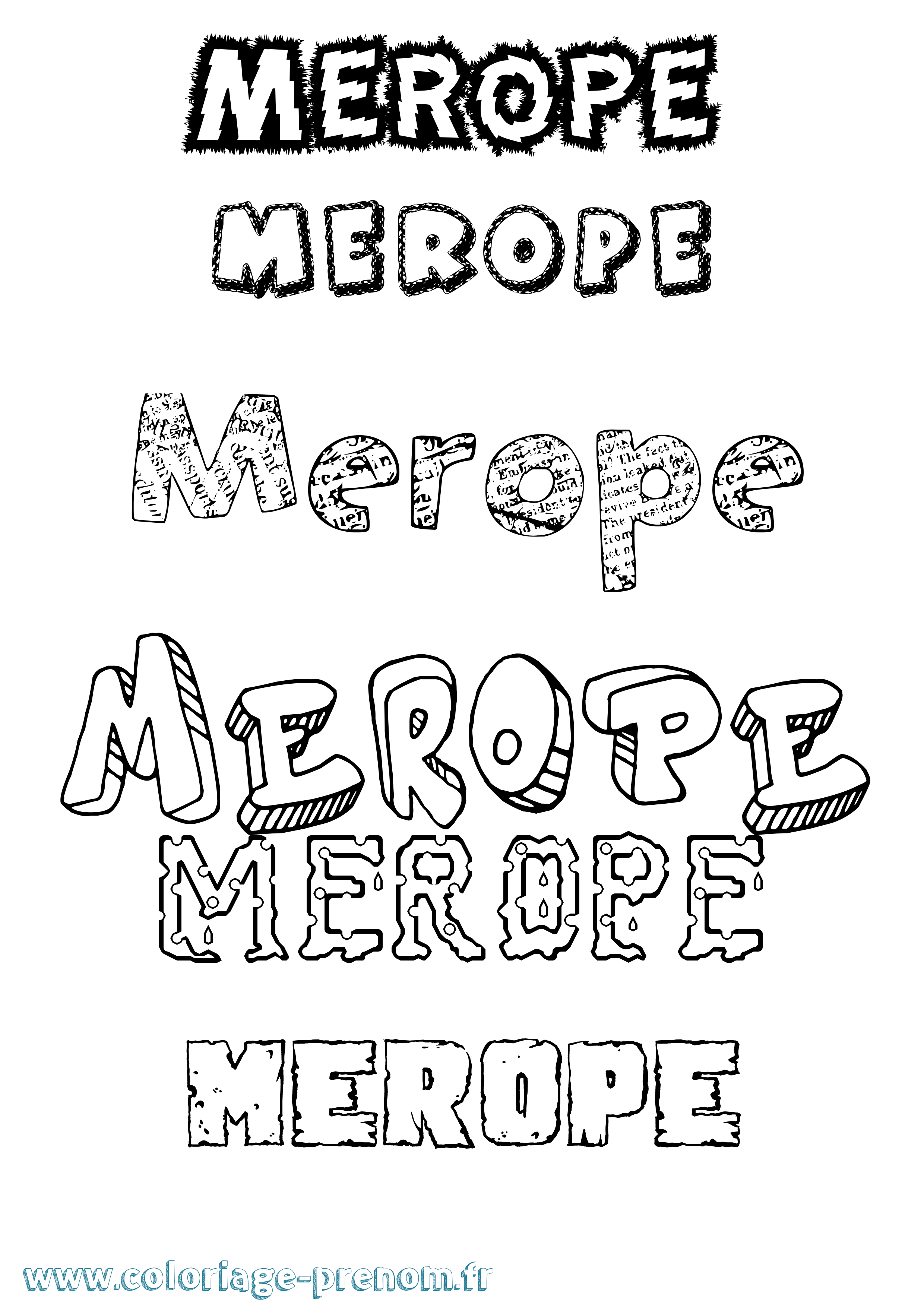 Coloriage Merope Destructuré Coloriage prénom Merope Destructuré