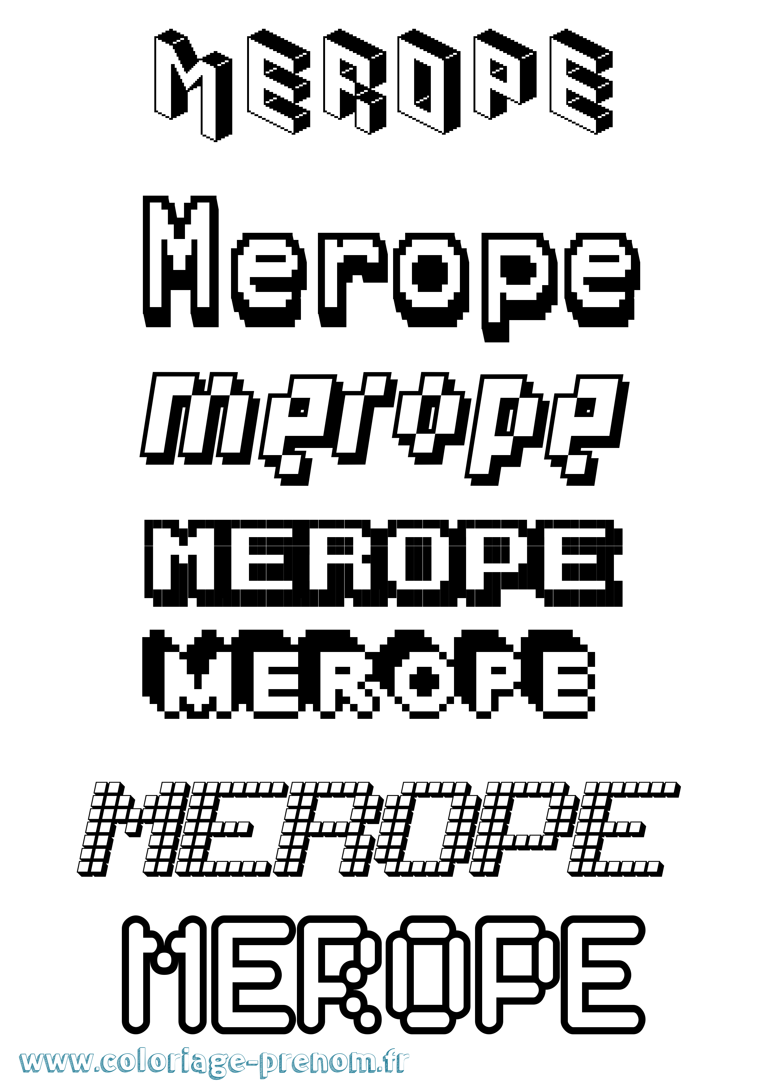 Coloriage Merope Pixel Coloriage prénom Merope Pixel
