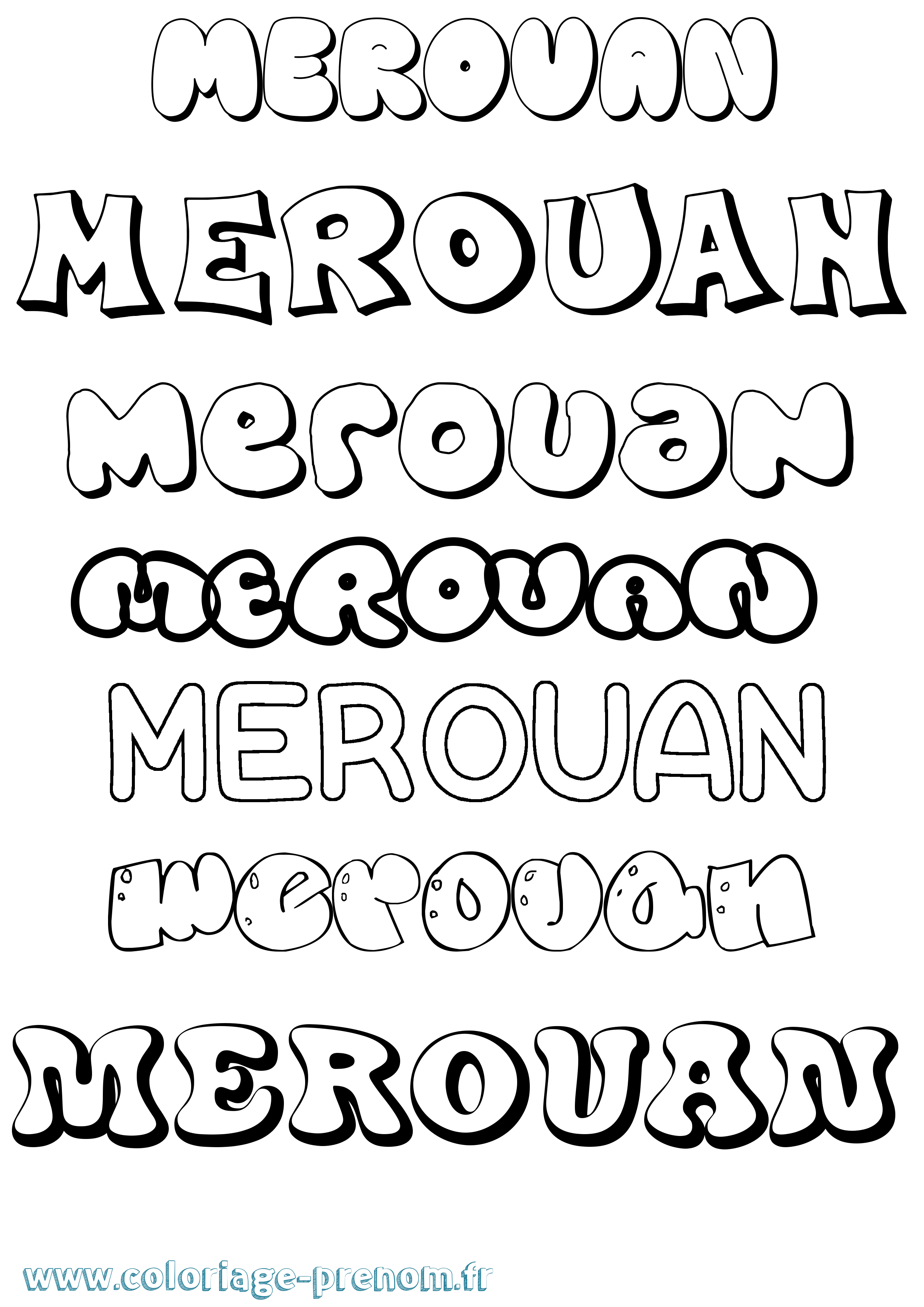 Coloriage Merouan Bubble Coloriage prénom Merouan Bubble