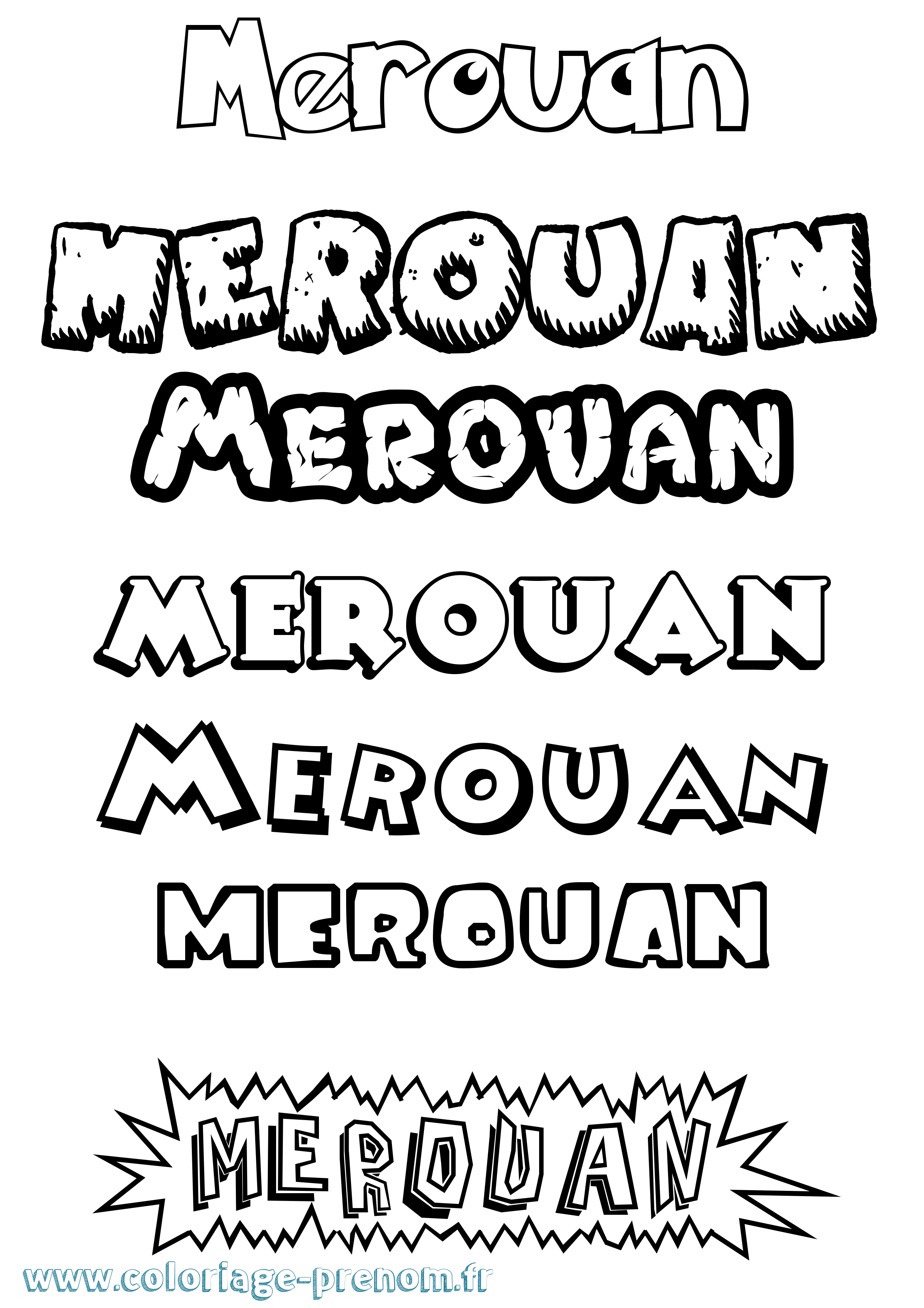 Coloriage Merouan Dessin Animé Coloriage prénom Merouan Dessin Animé