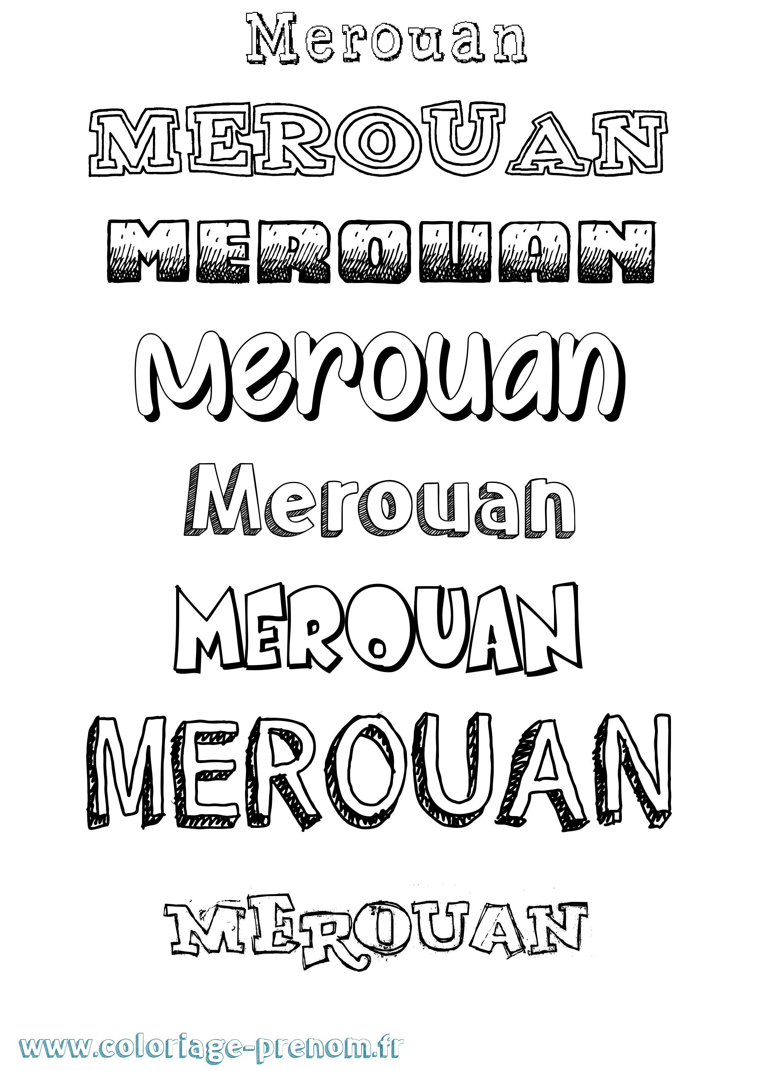 Coloriage Merouan Dessiné Coloriage prénom Merouan Dessiné