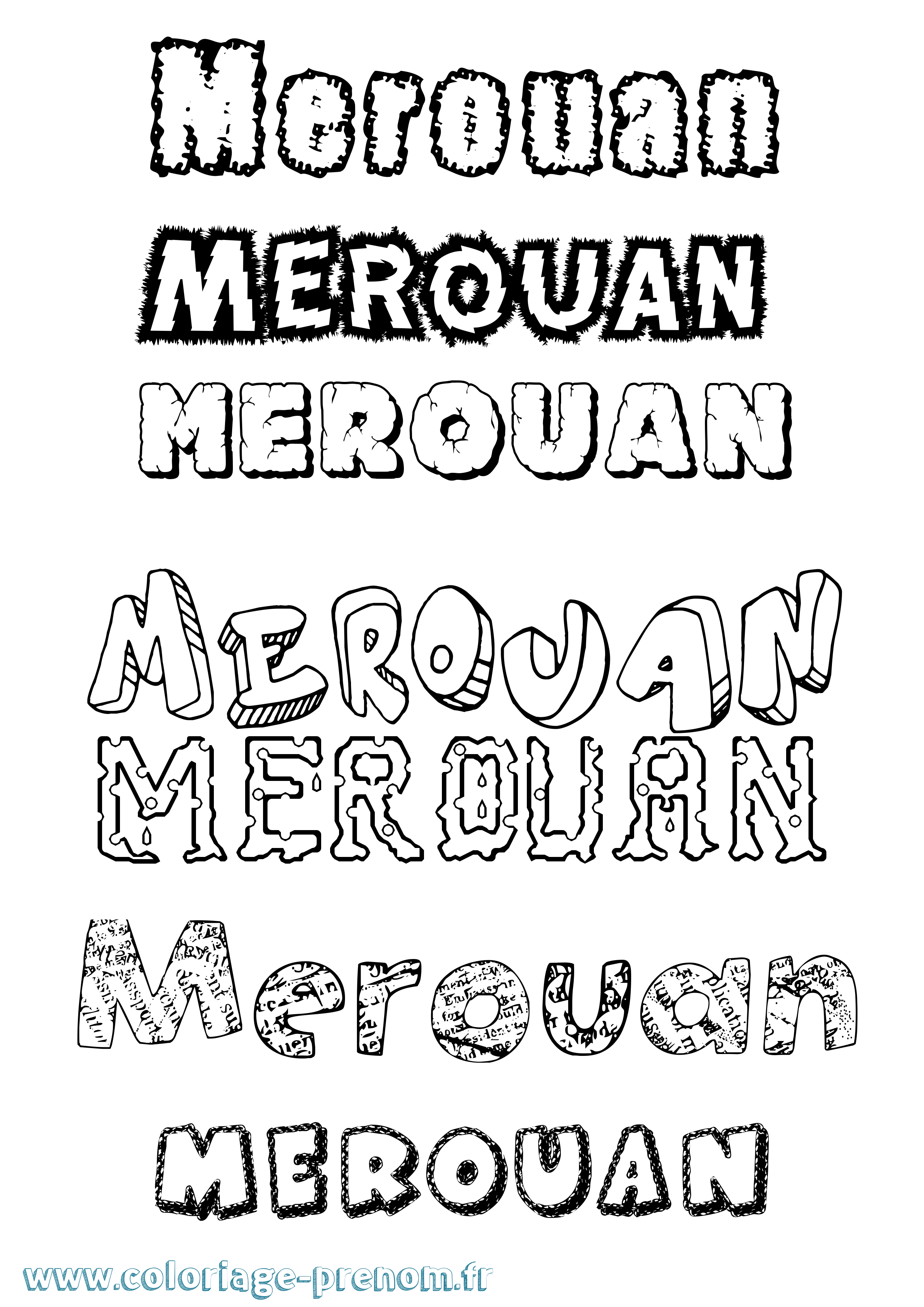 Coloriage Merouan Destructuré Coloriage prénom Merouan Destructuré