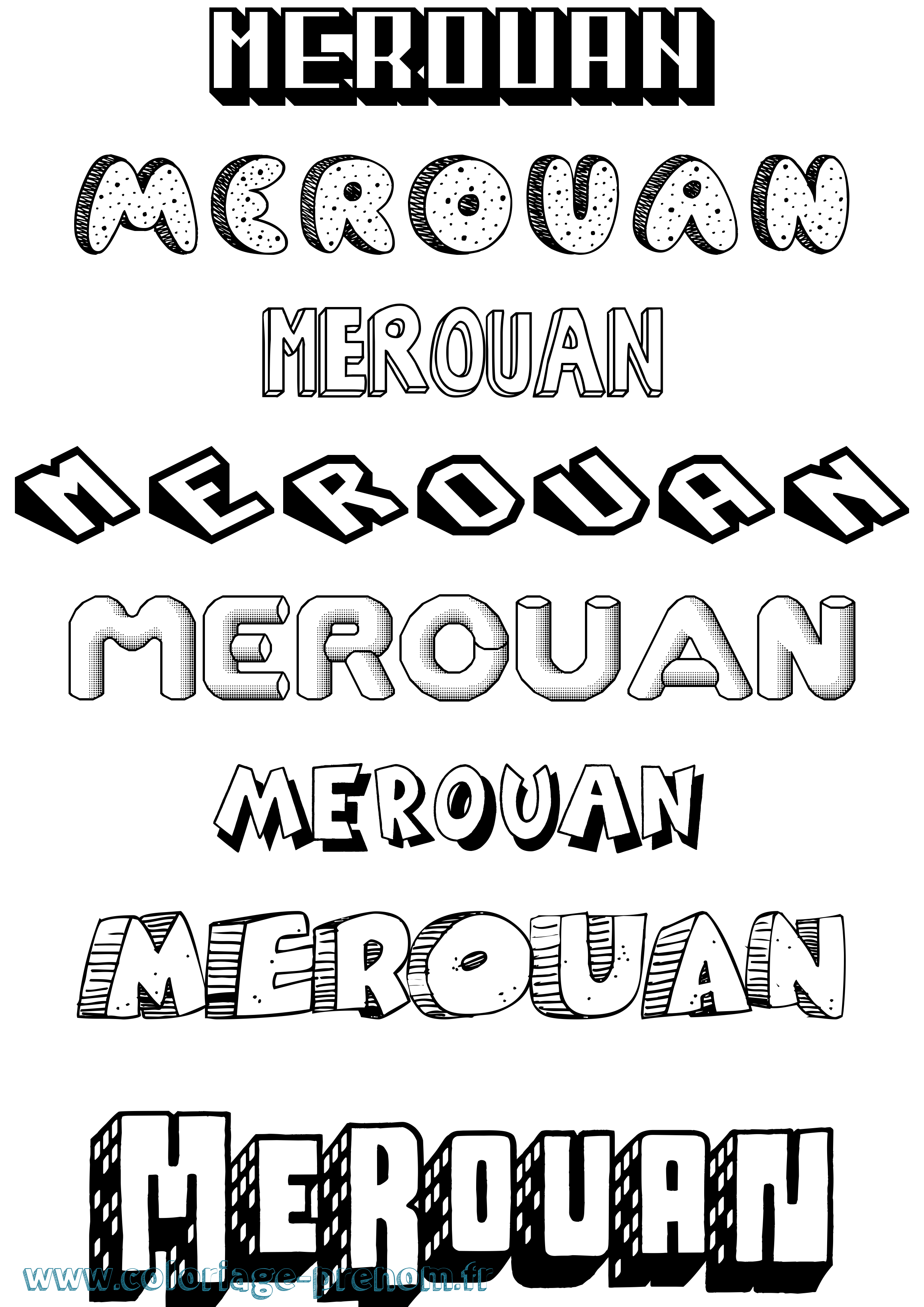 Coloriage Merouan Effet 3D Coloriage prénom Merouan Effet 3D