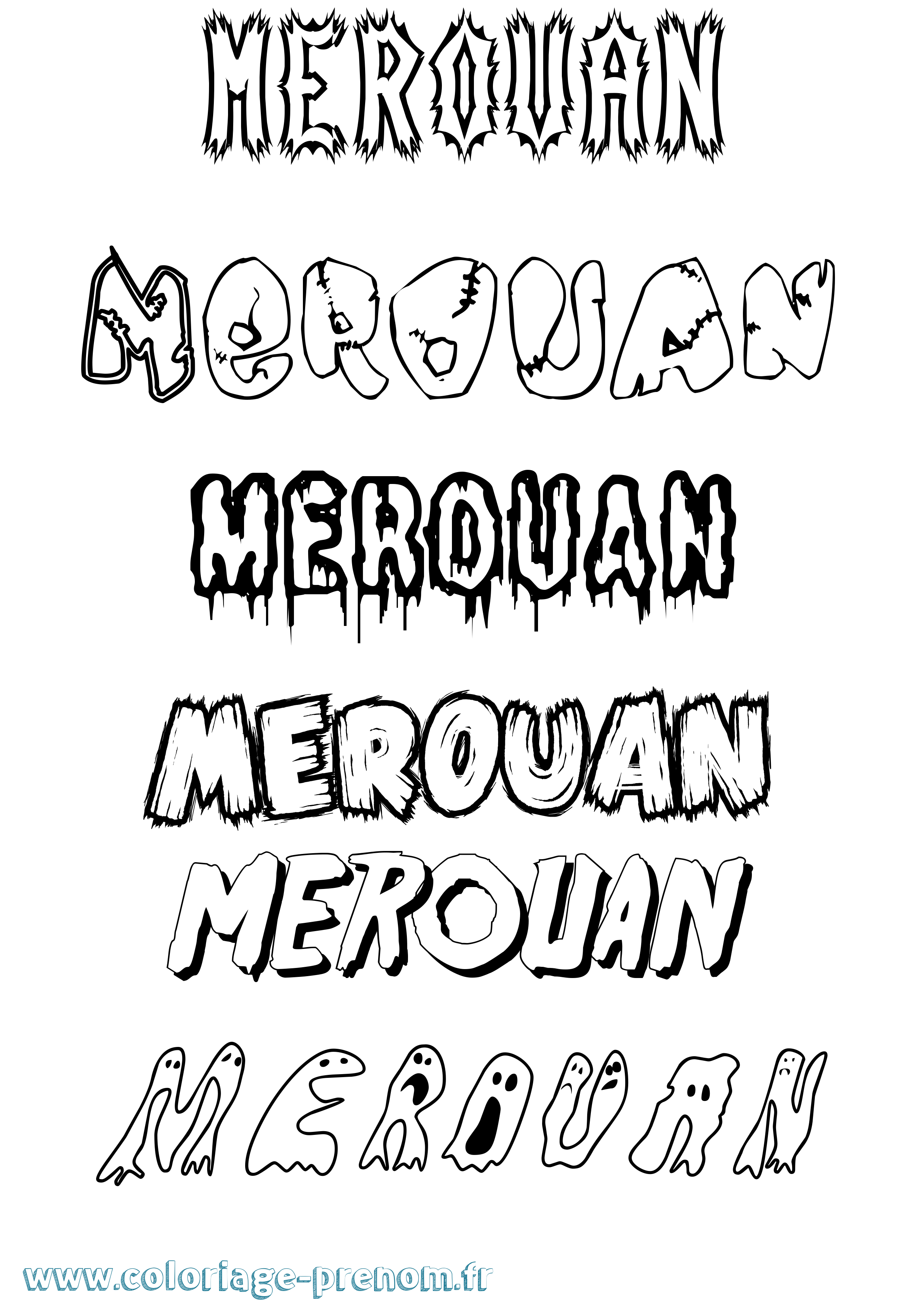 Coloriage Merouan Frisson Coloriage prénom Merouan Frisson