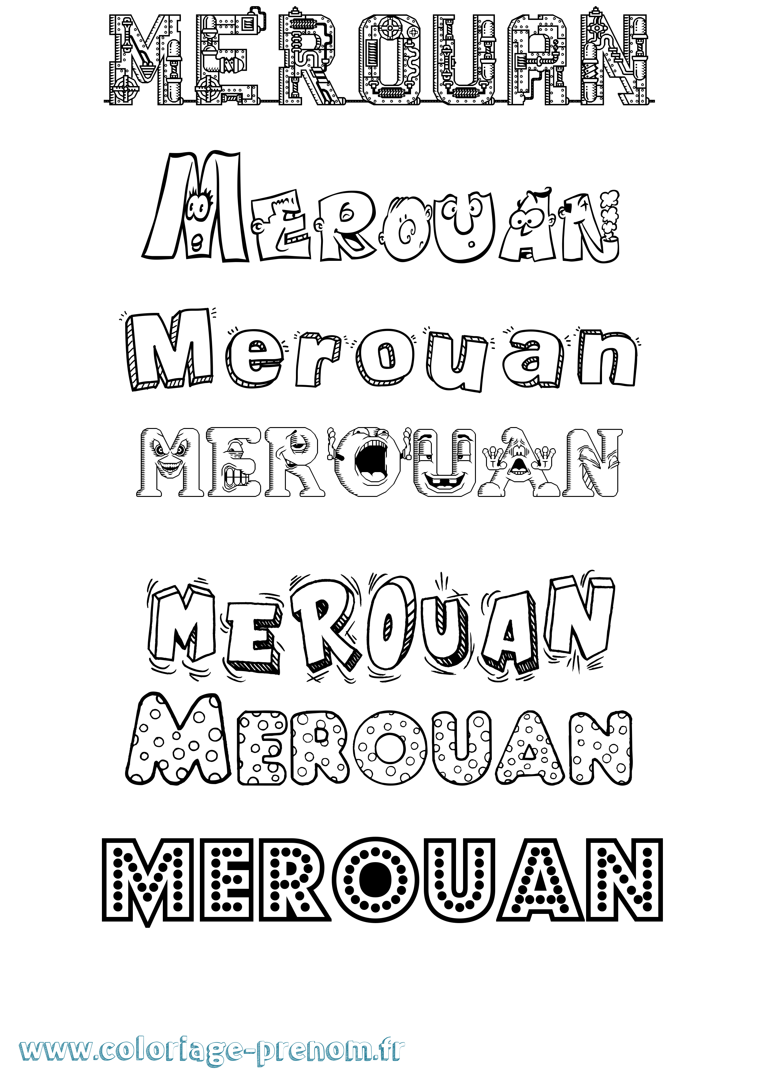 Coloriage Merouan Fun Coloriage prénom Merouan Fun
