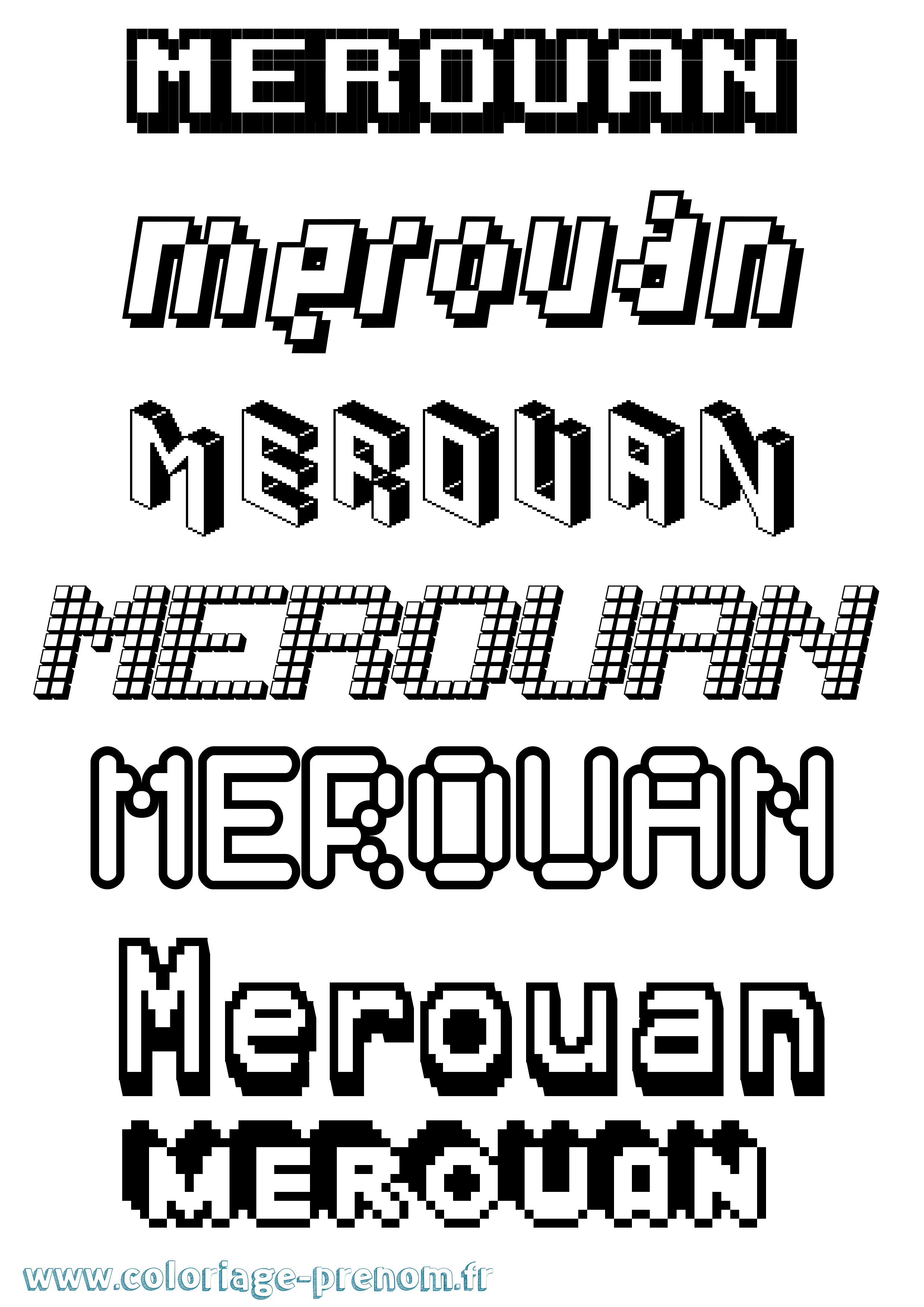 Coloriage Merouan Pixel Coloriage prénom Merouan Pixel