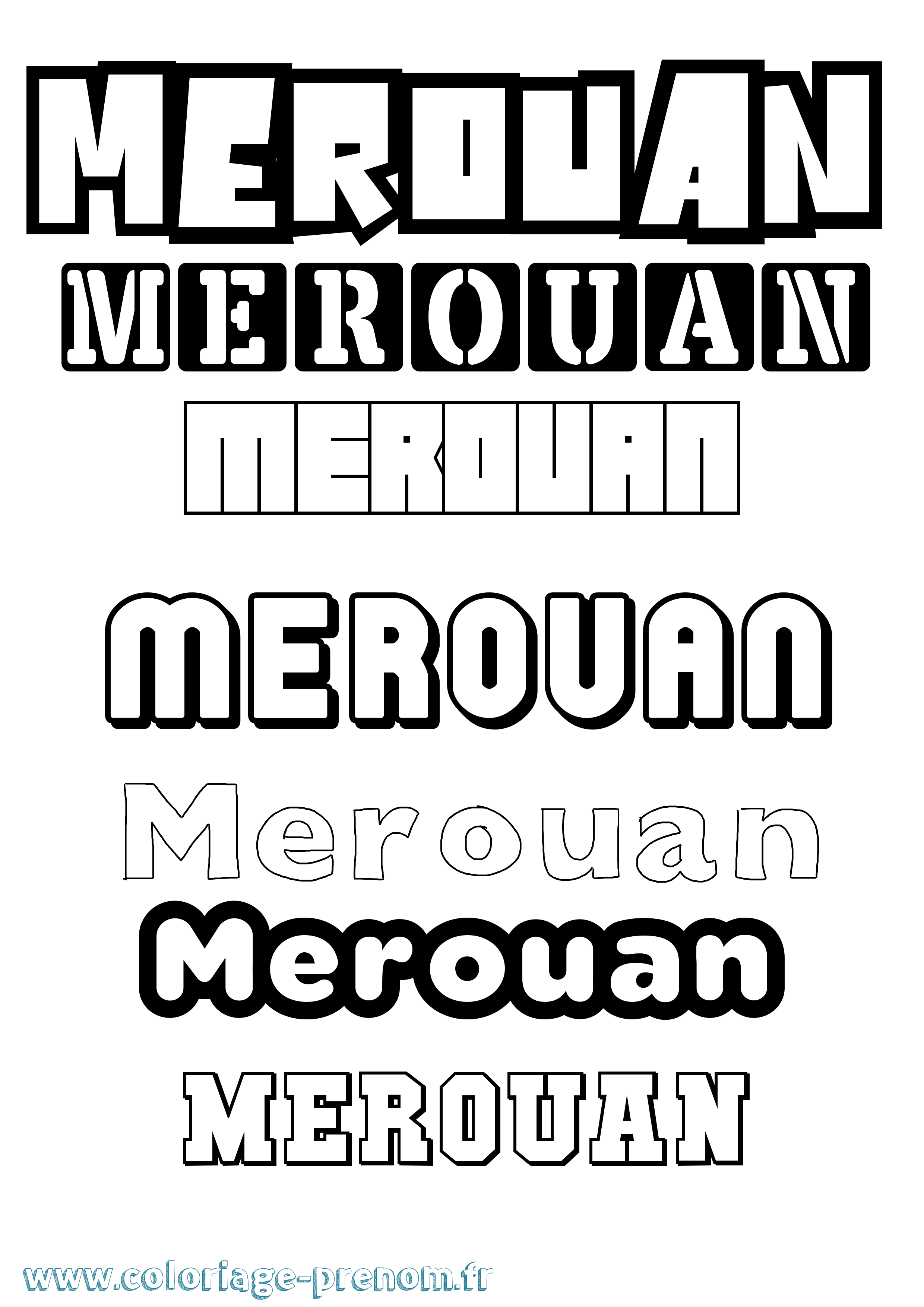 Coloriage Merouan Simple Coloriage prénom Merouan Simple