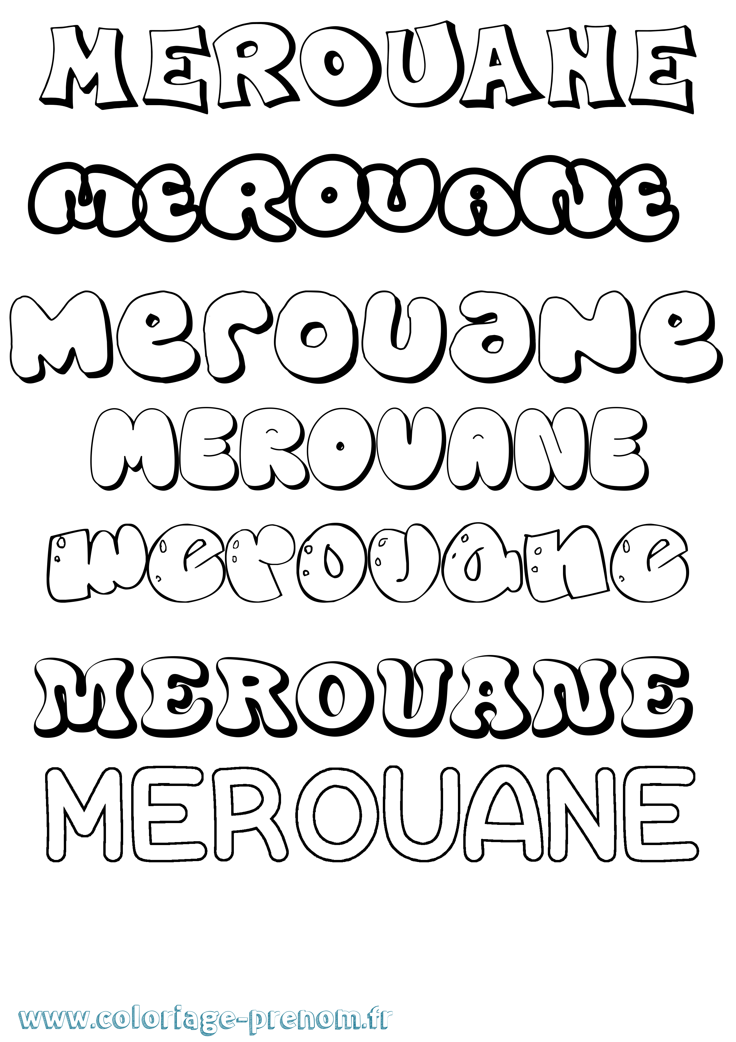 Coloriage Merouane Bubble Coloriage prénom Merouane Bubble
