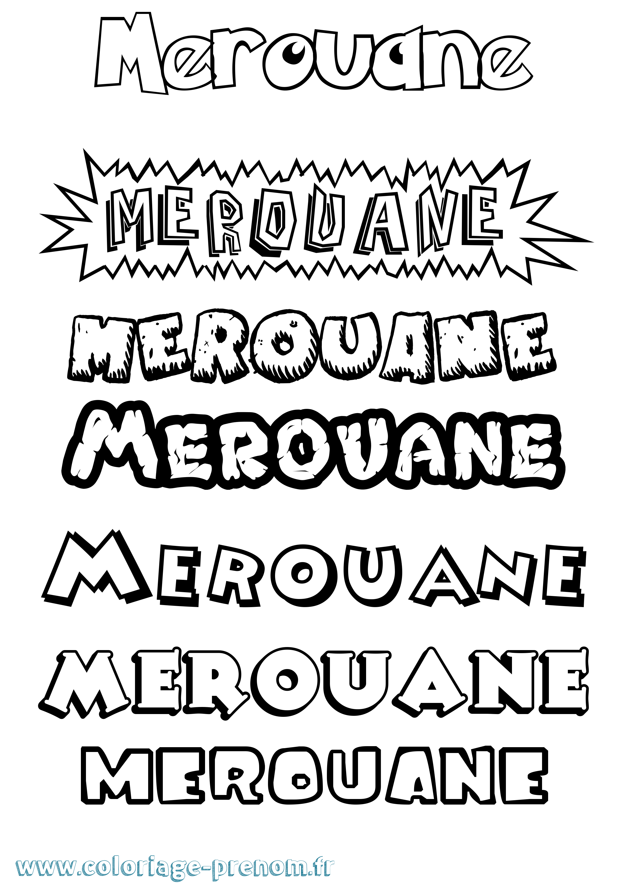 Coloriage Merouane Dessin Animé Coloriage prénom Merouane Dessin Animé