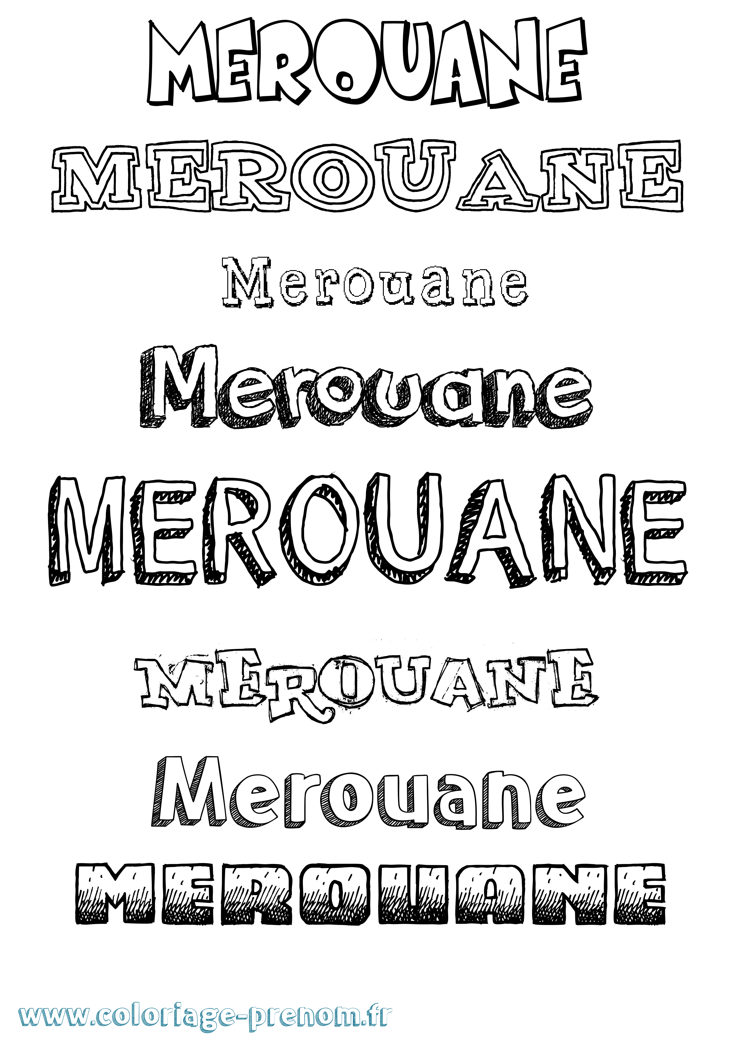 Coloriage Merouane Dessiné Coloriage prénom Merouane Dessiné
