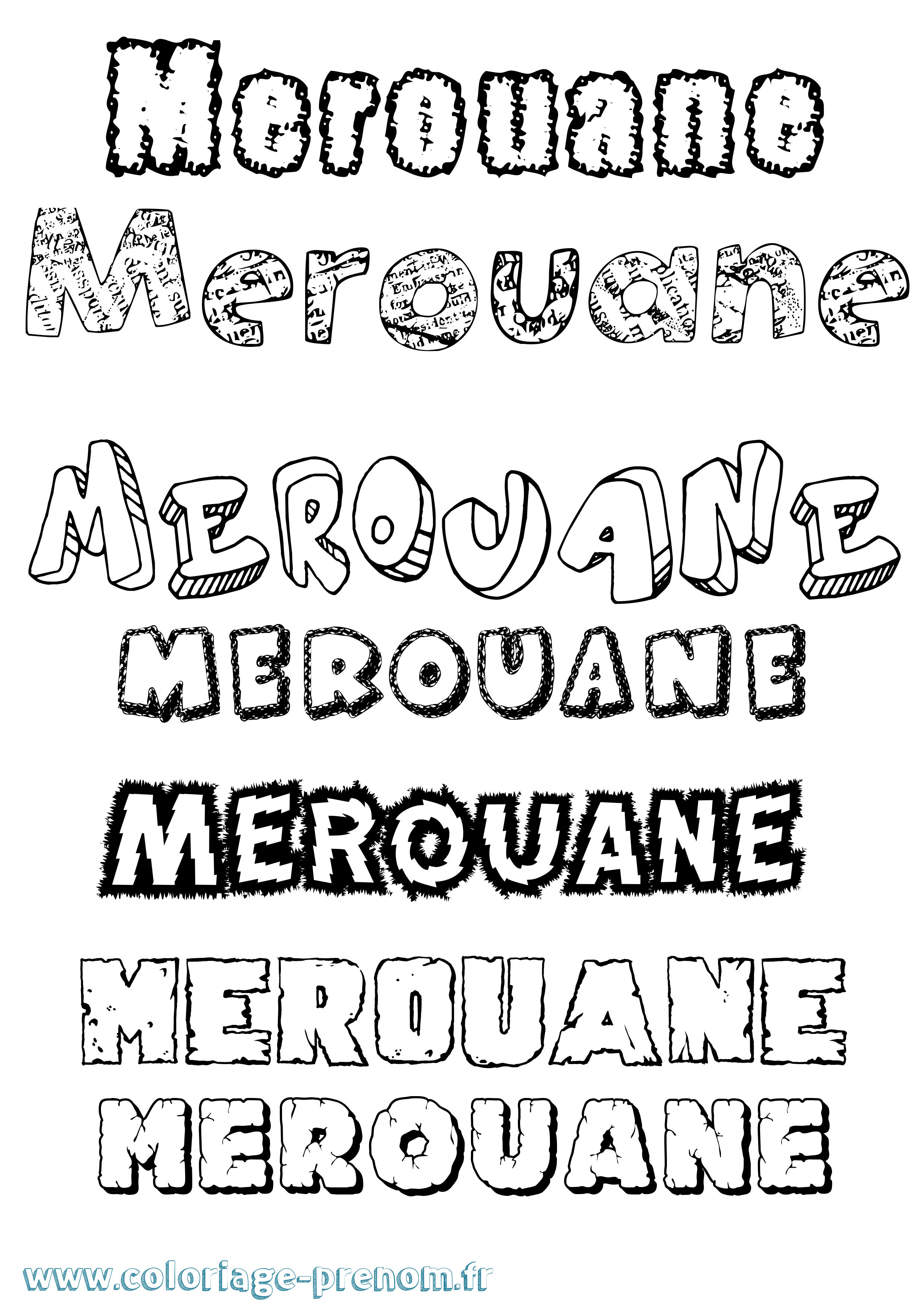 Coloriage Merouane Destructuré Coloriage prénom Merouane Destructuré