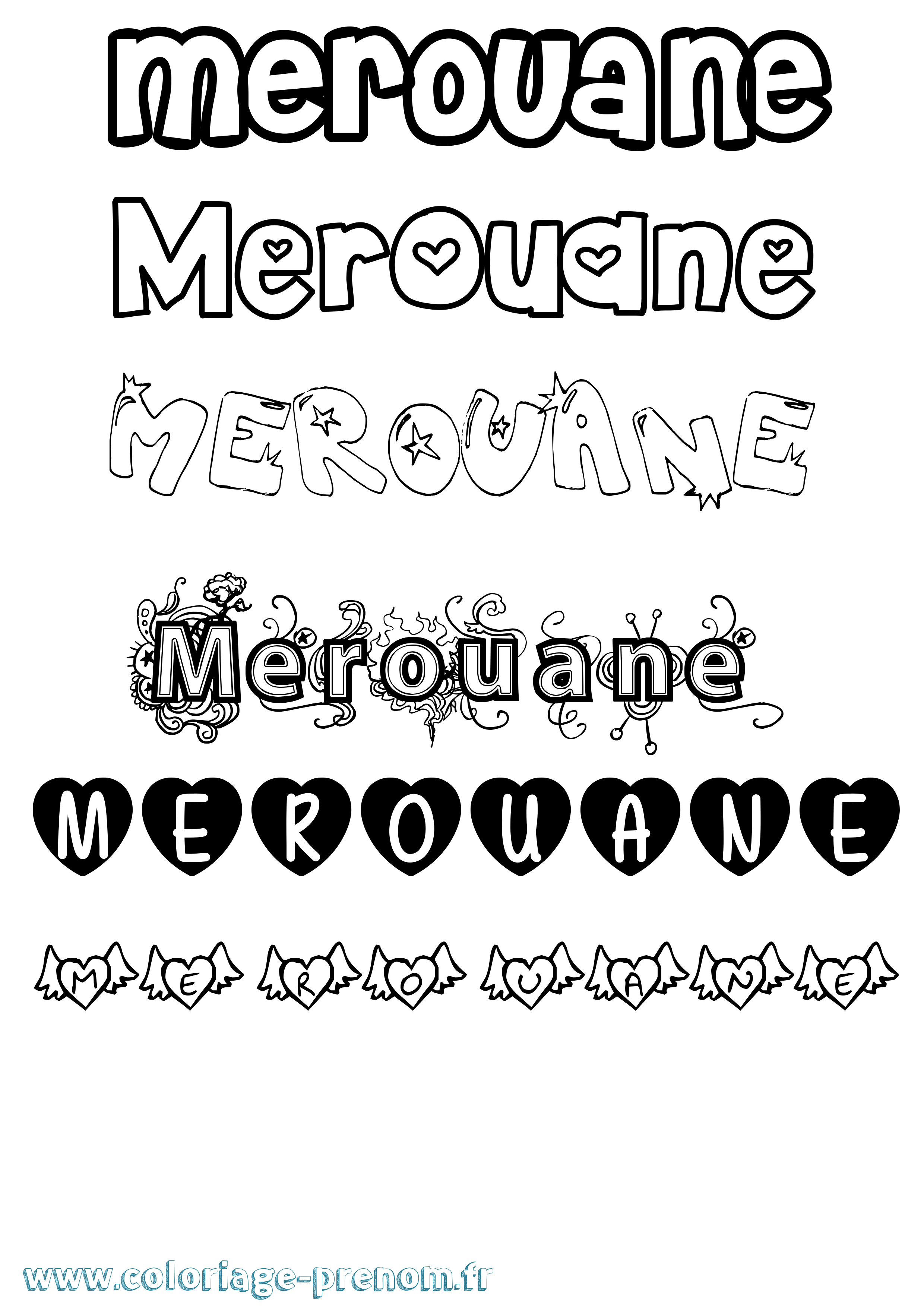 Coloriage Merouane Girly Coloriage prénom Merouane Girly