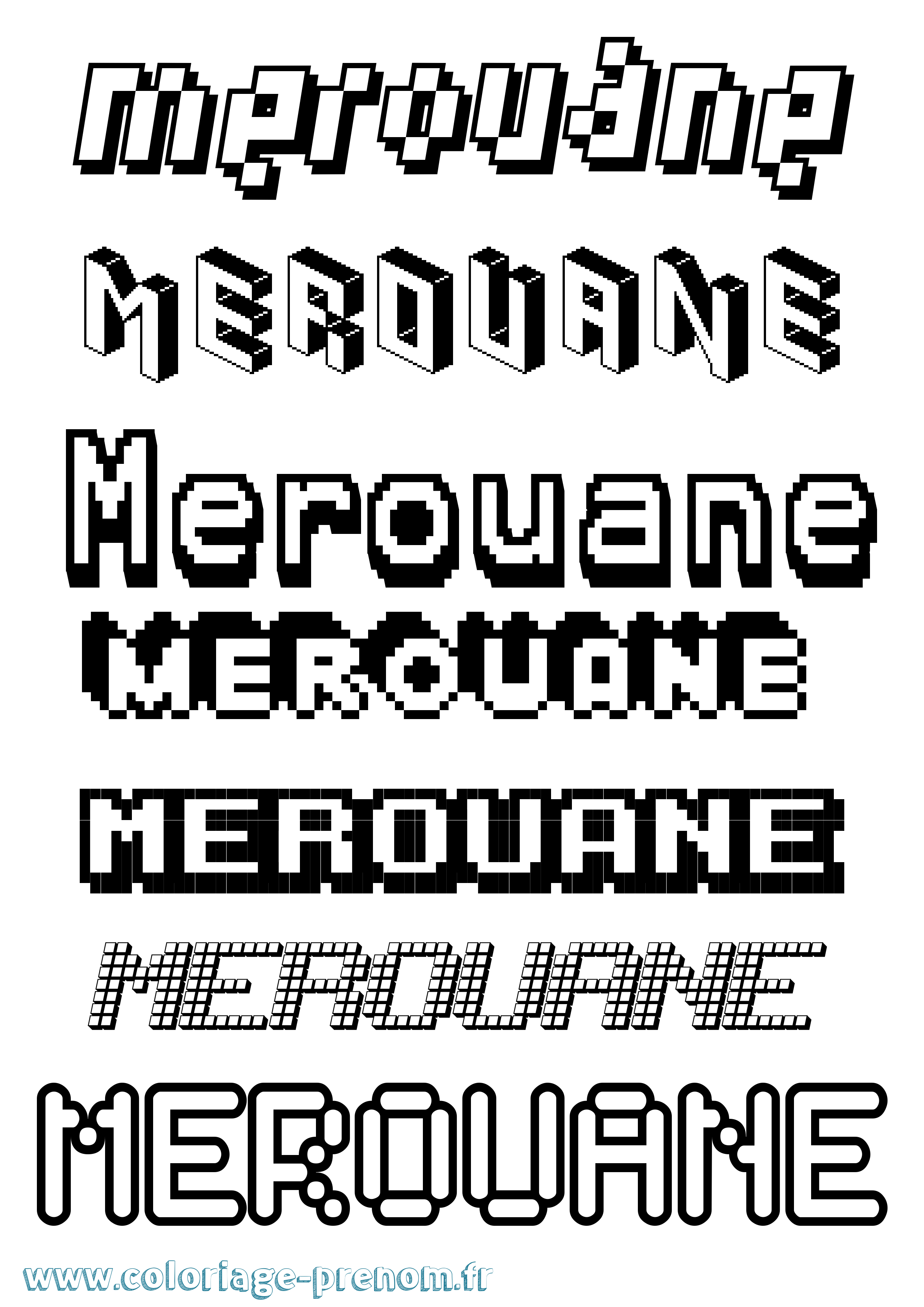 Coloriage Merouane Pixel Coloriage prénom Merouane Pixel