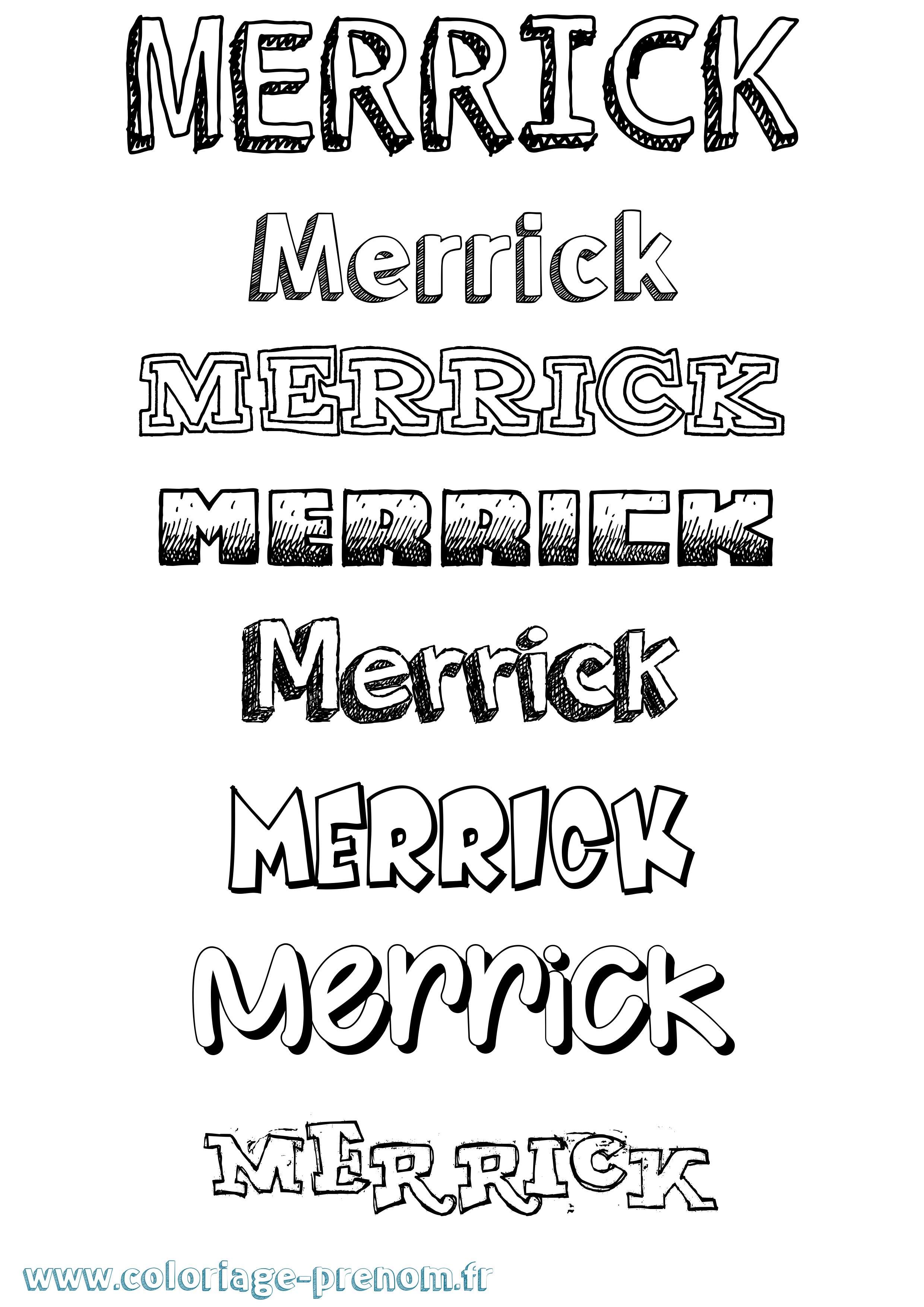 Coloriage Merrick Dessiné Coloriage prénom Merrick Dessiné