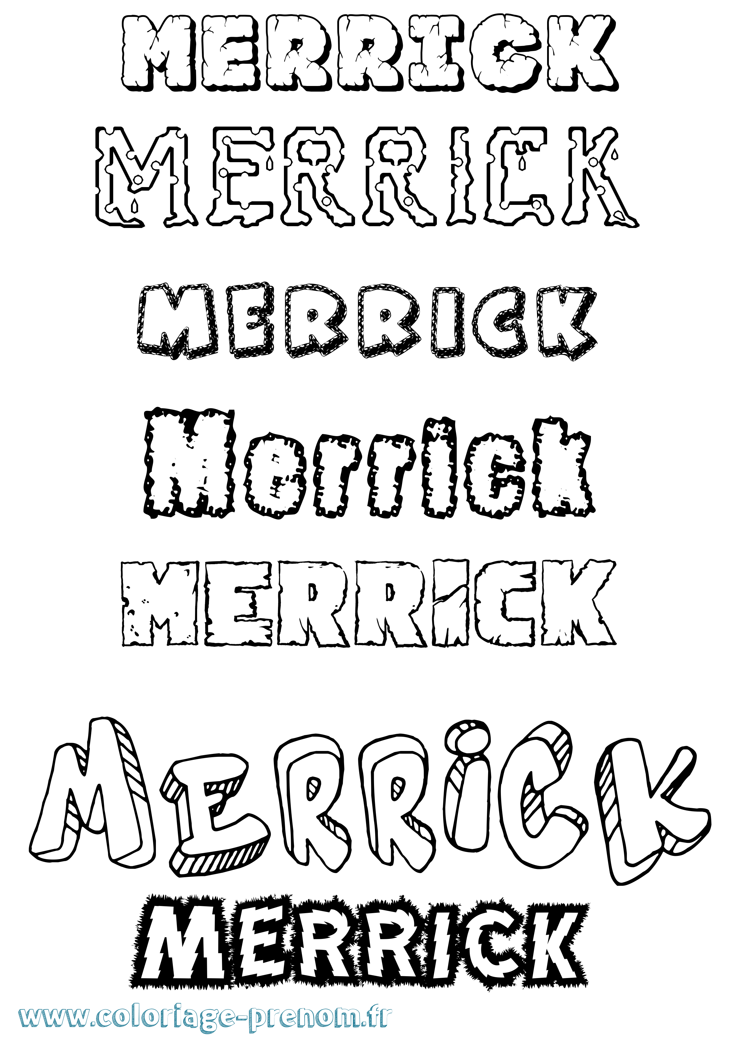 Coloriage Merrick Destructuré Coloriage prénom Merrick Destructuré