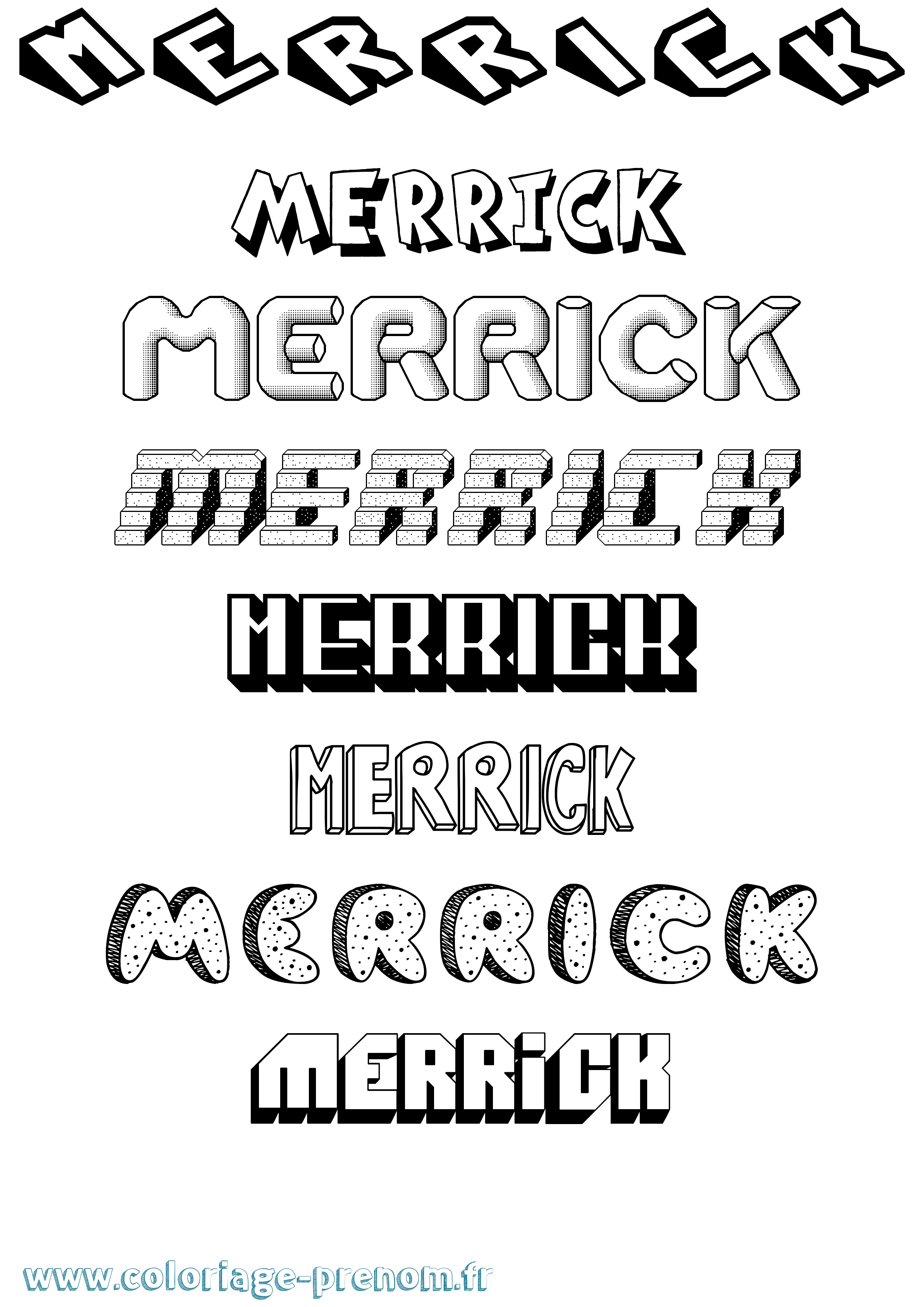 Coloriage Merrick Effet 3D Coloriage prénom Merrick Effet 3D