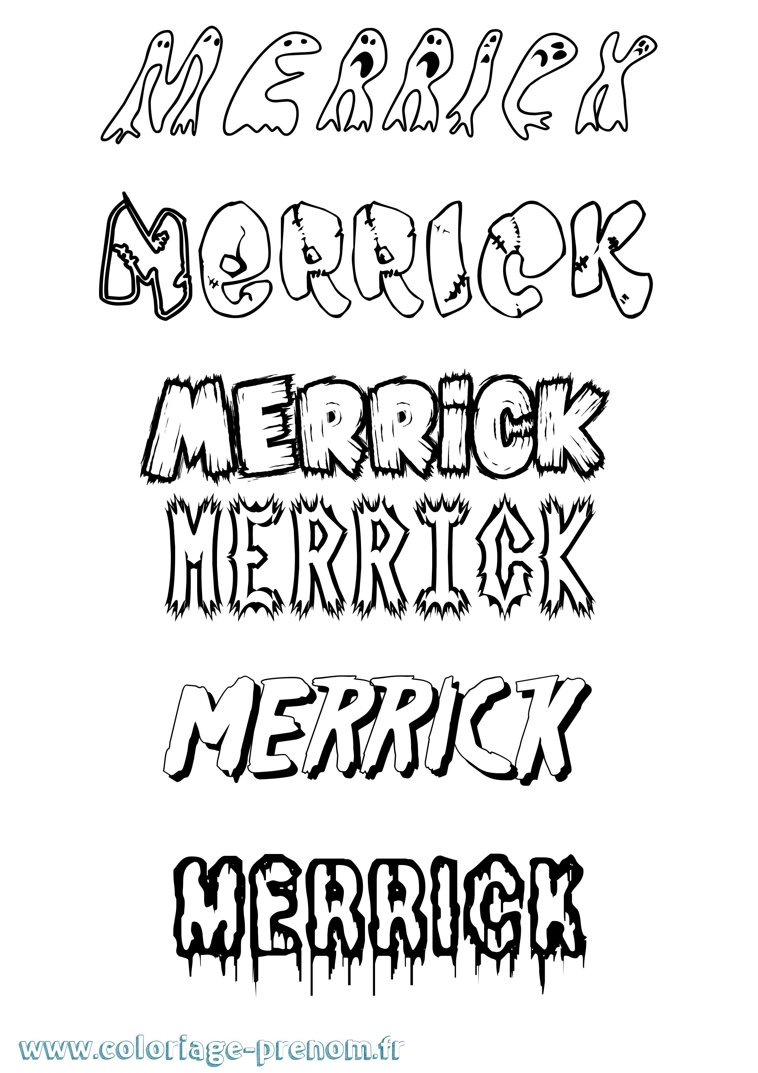 Coloriage Merrick Frisson Coloriage prénom Merrick Frisson