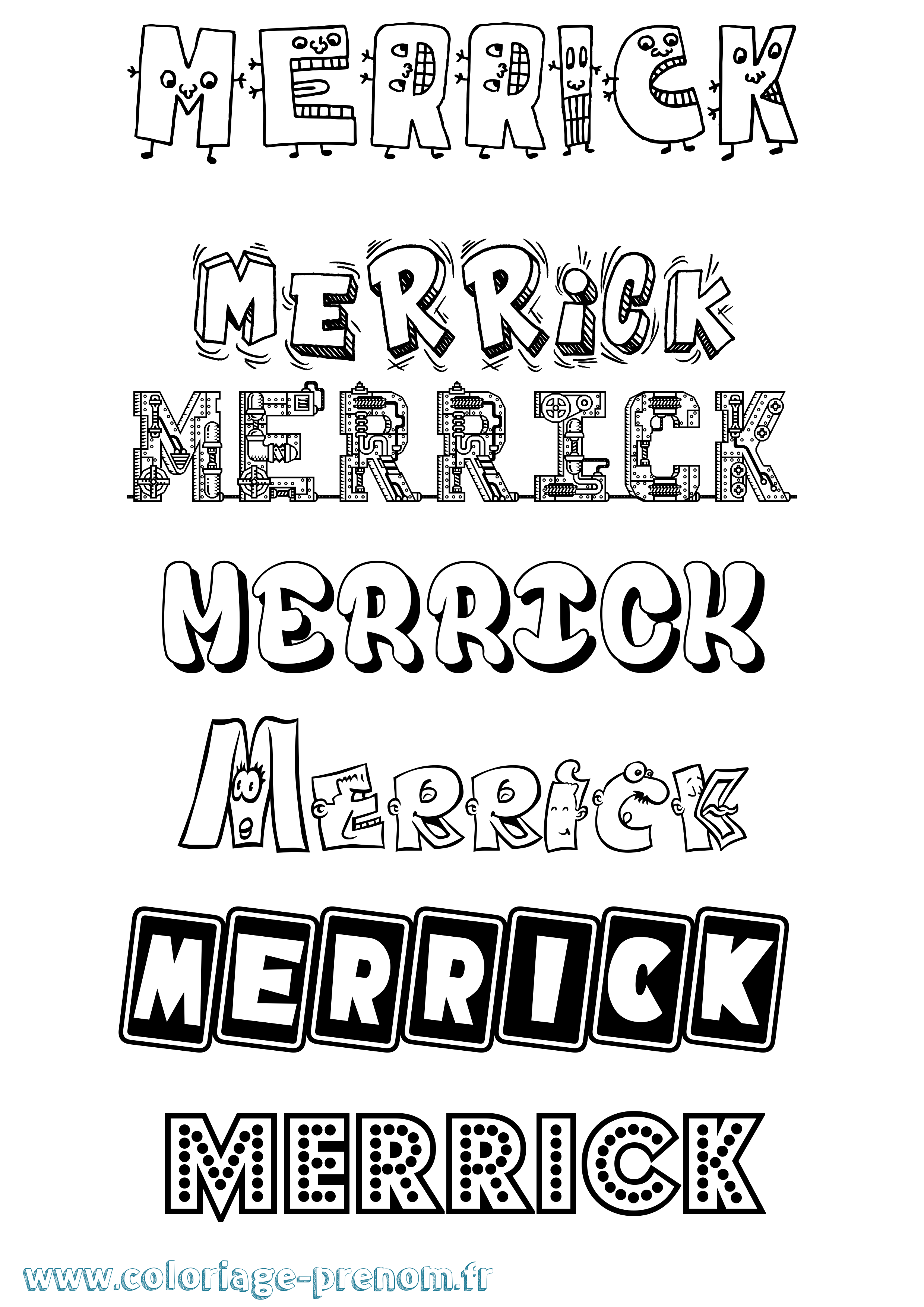 Coloriage Merrick Fun Coloriage prénom Merrick Fun