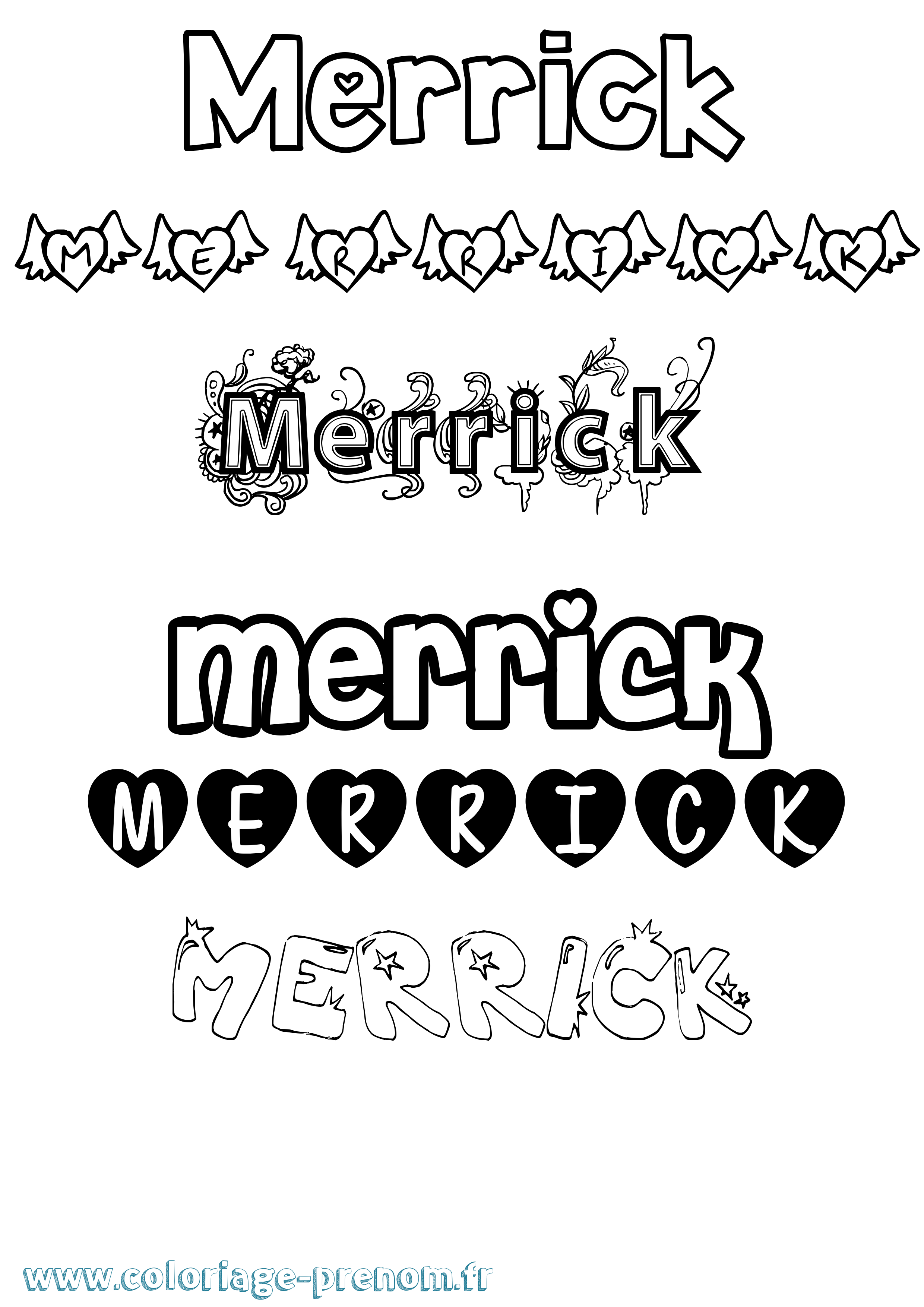 Coloriage Merrick Girly Coloriage prénom Merrick Girly