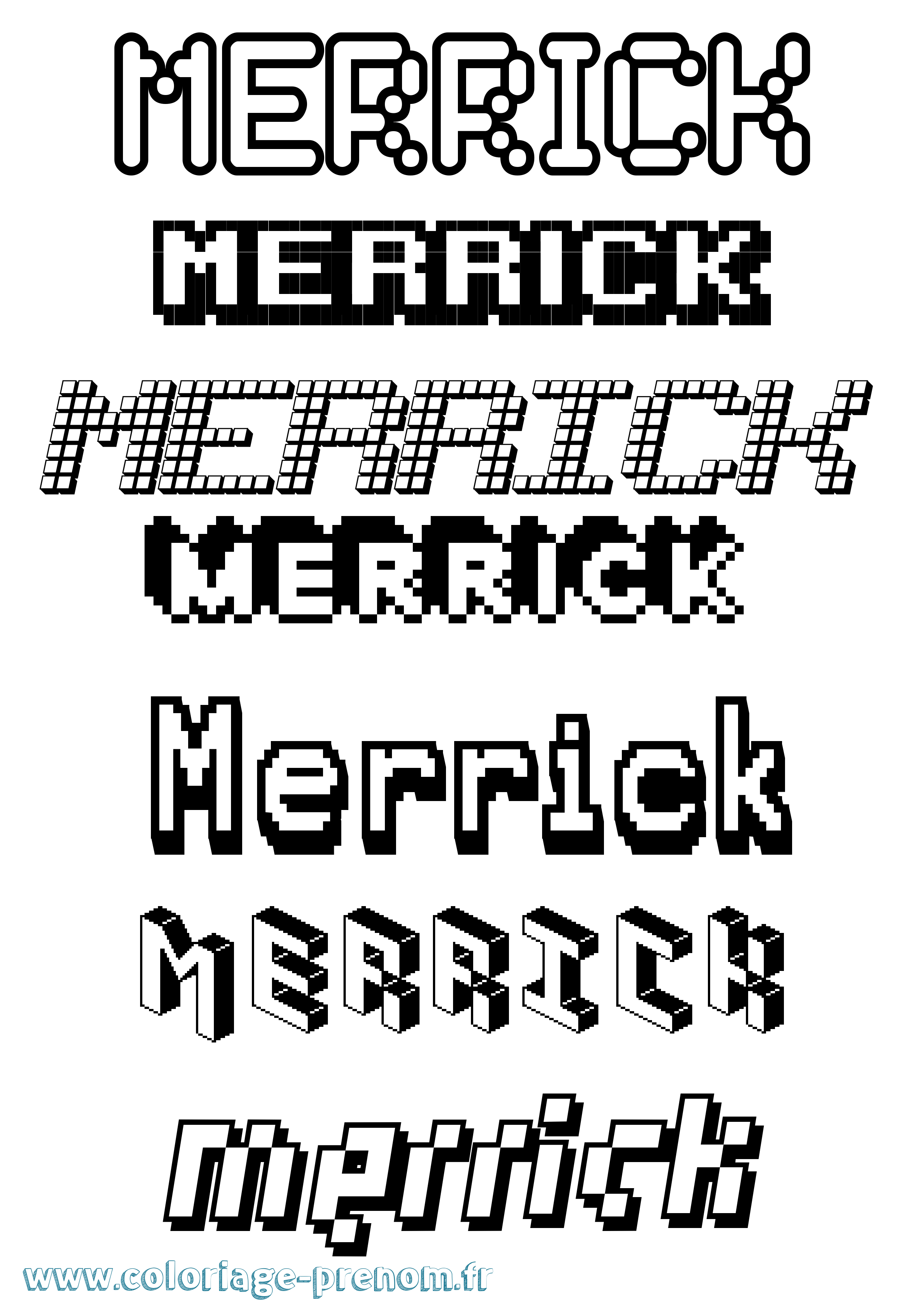 Coloriage Merrick Pixel Coloriage prénom Merrick Pixel